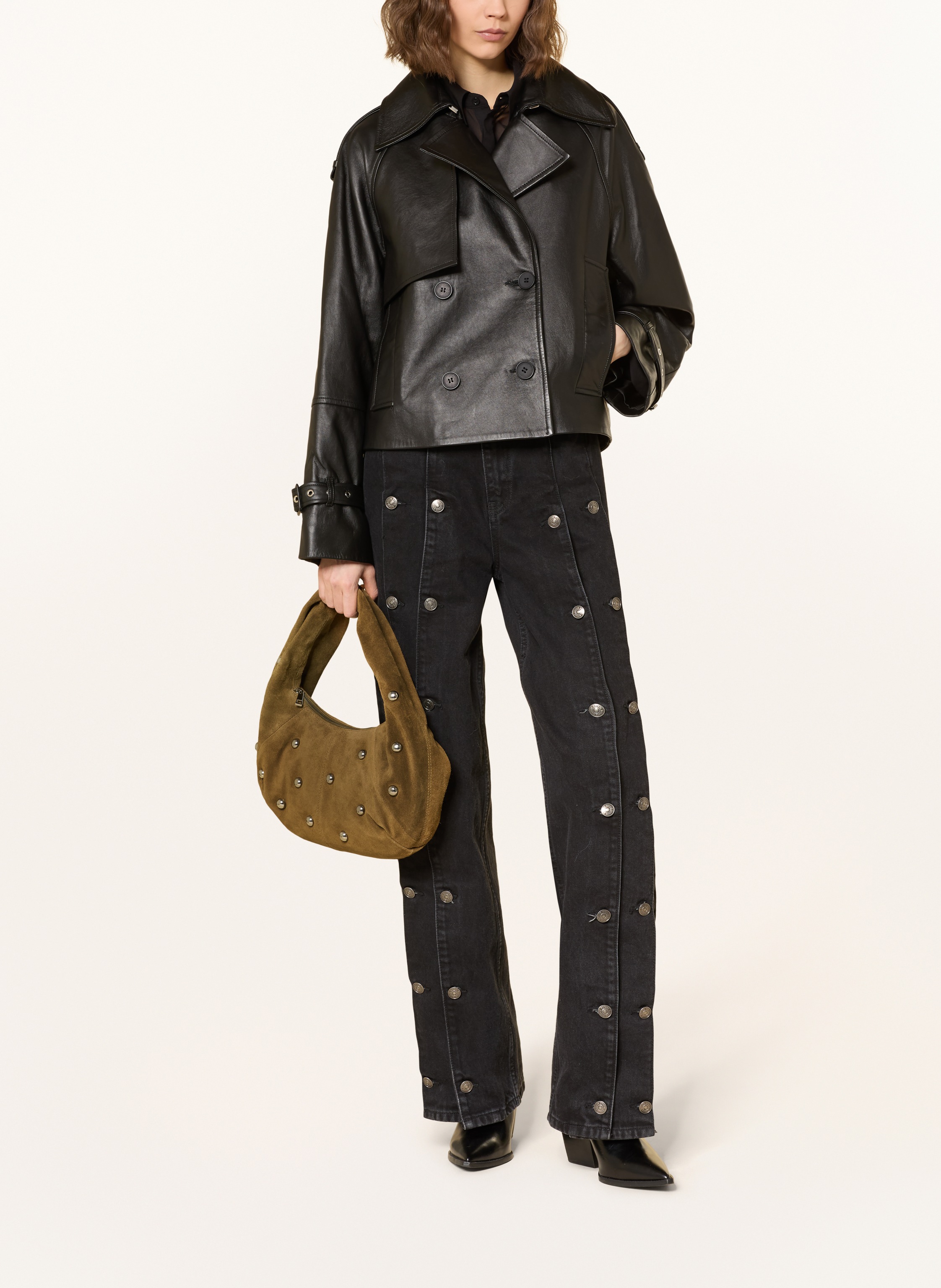 Thumbnail - Núnoo Schultertasche Alma Small Mit Nieten gruen