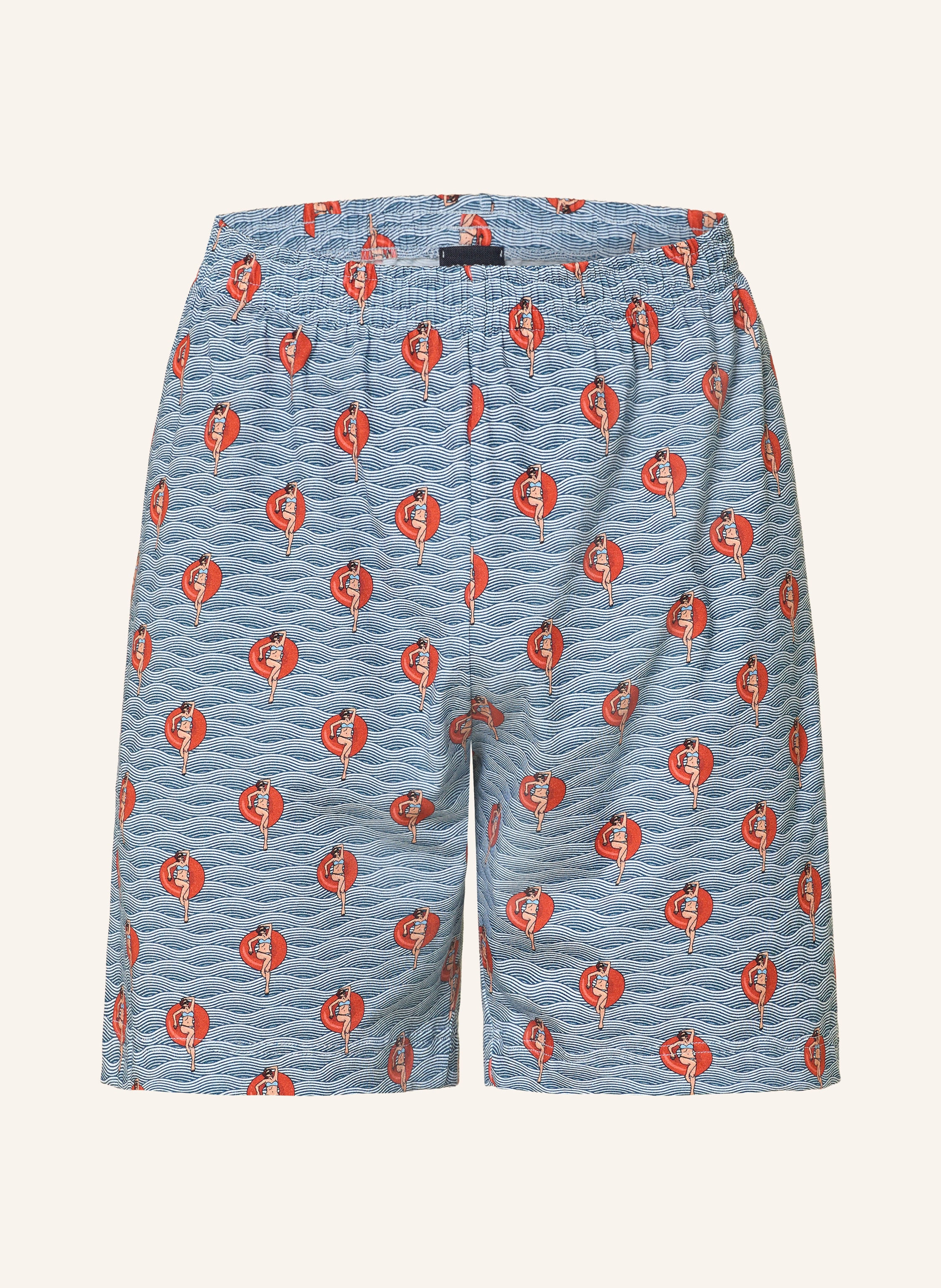 Mey Schlafshorts Serie Wave Swing blau