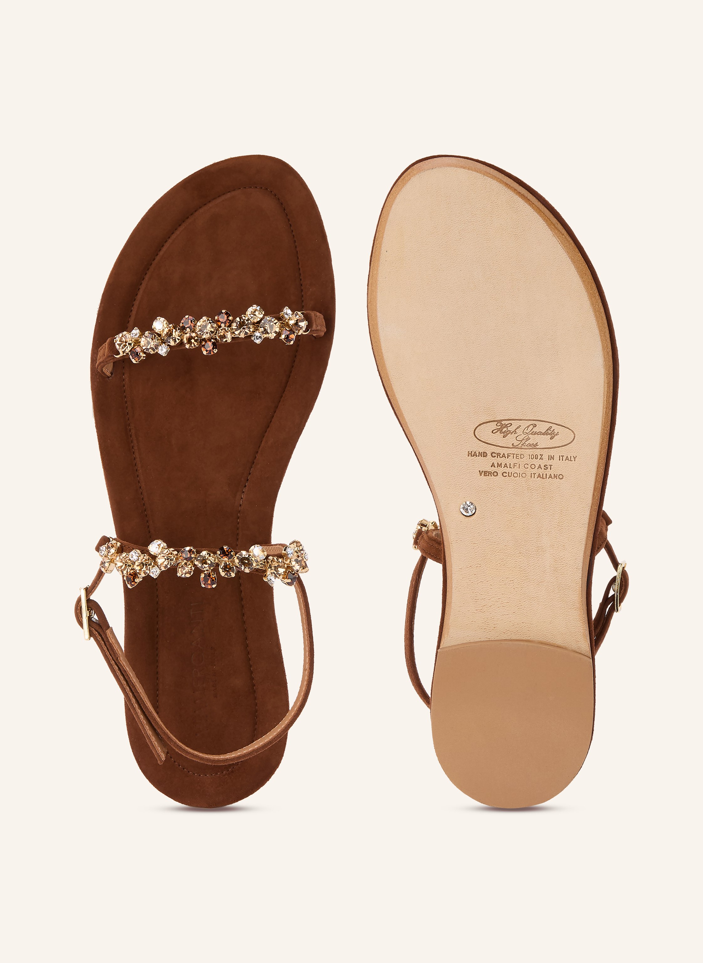 Thumbnail - Viamercanti Sandalen Mit Schmucksteinbesatz braun