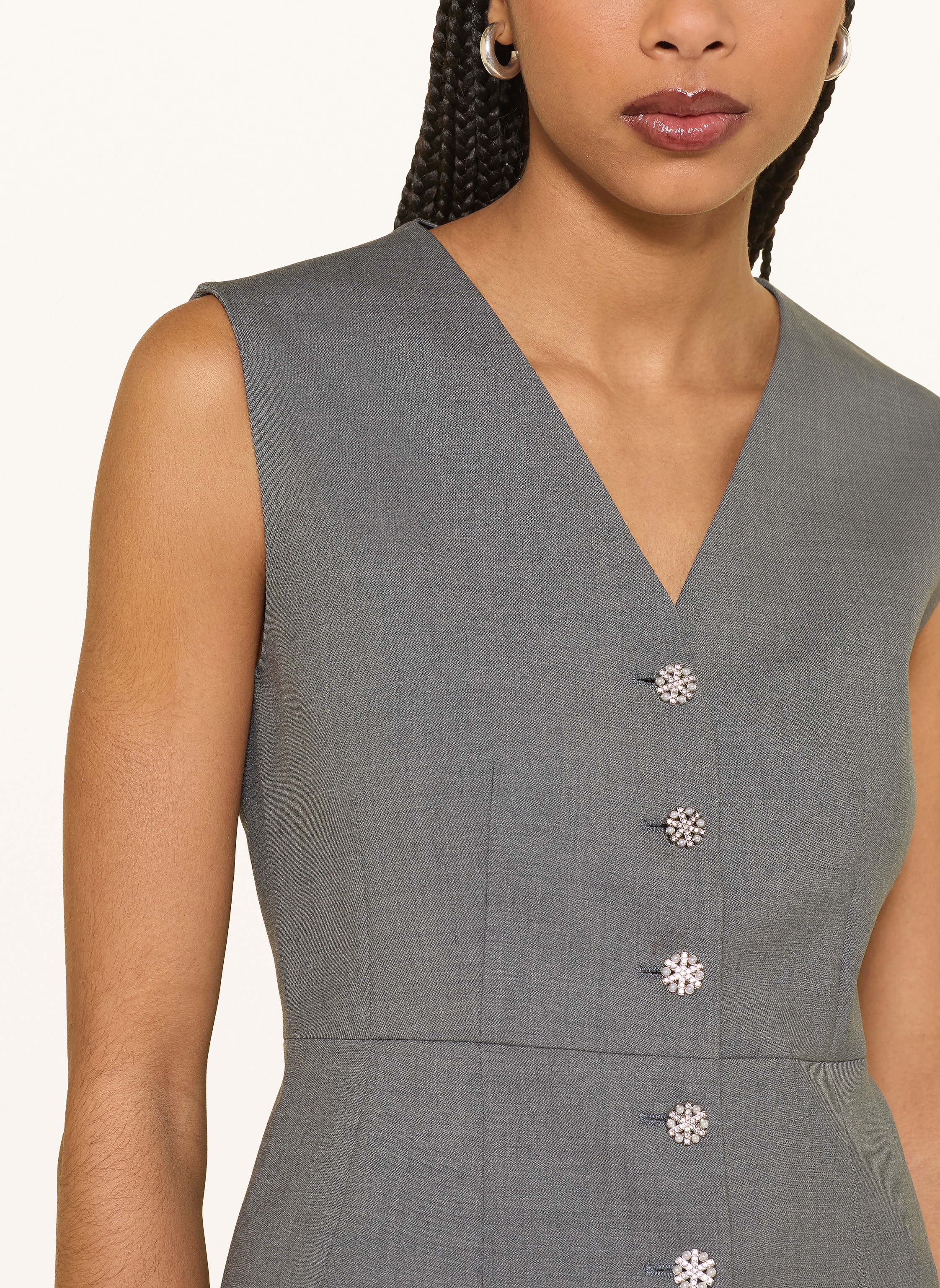 Thumbnail - Maje Blazerweste Mit Schmucksteinen grau