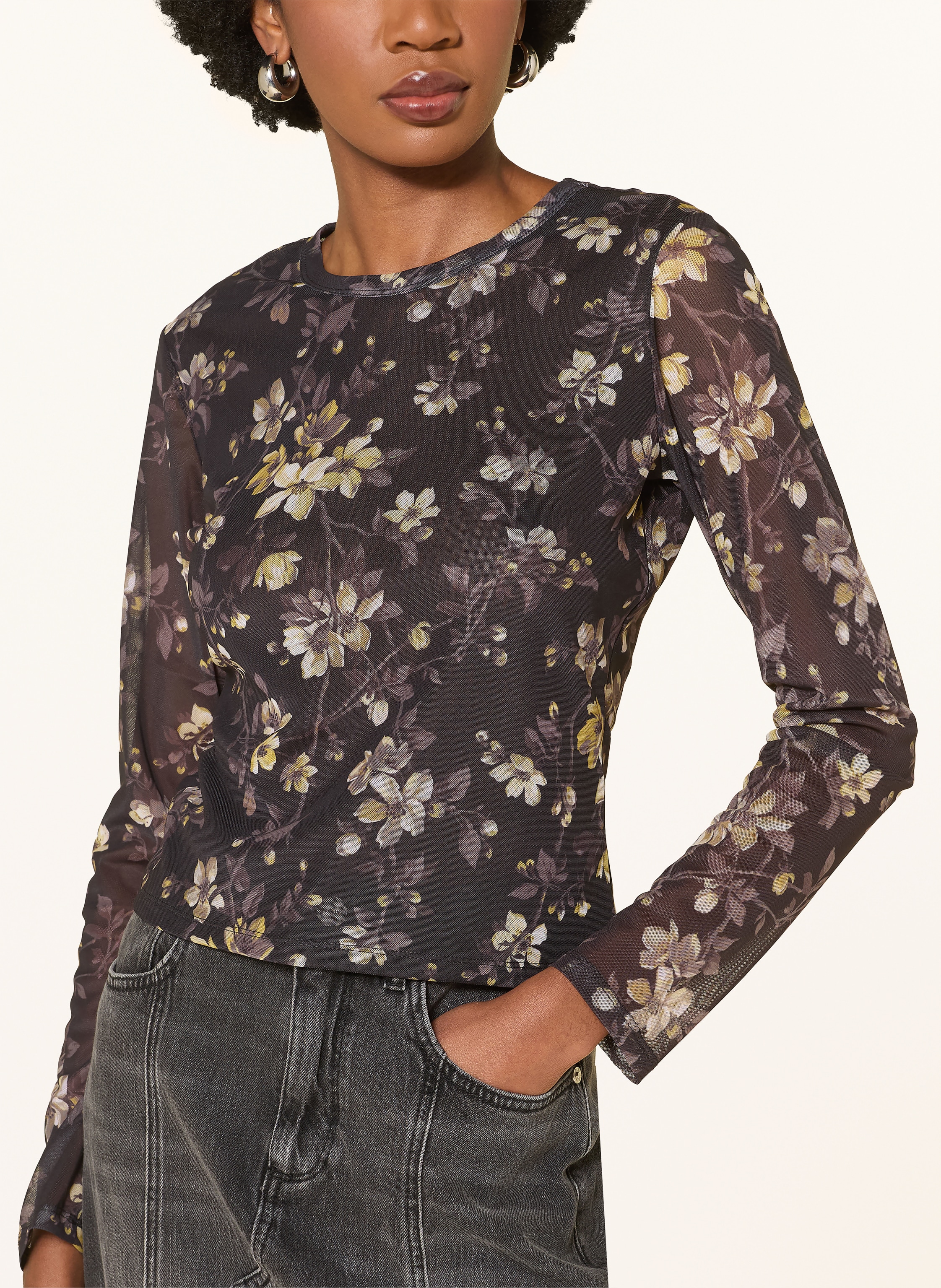 Thumbnail - Allsaints Longsleeve Ellie Aus Mesh schwarz