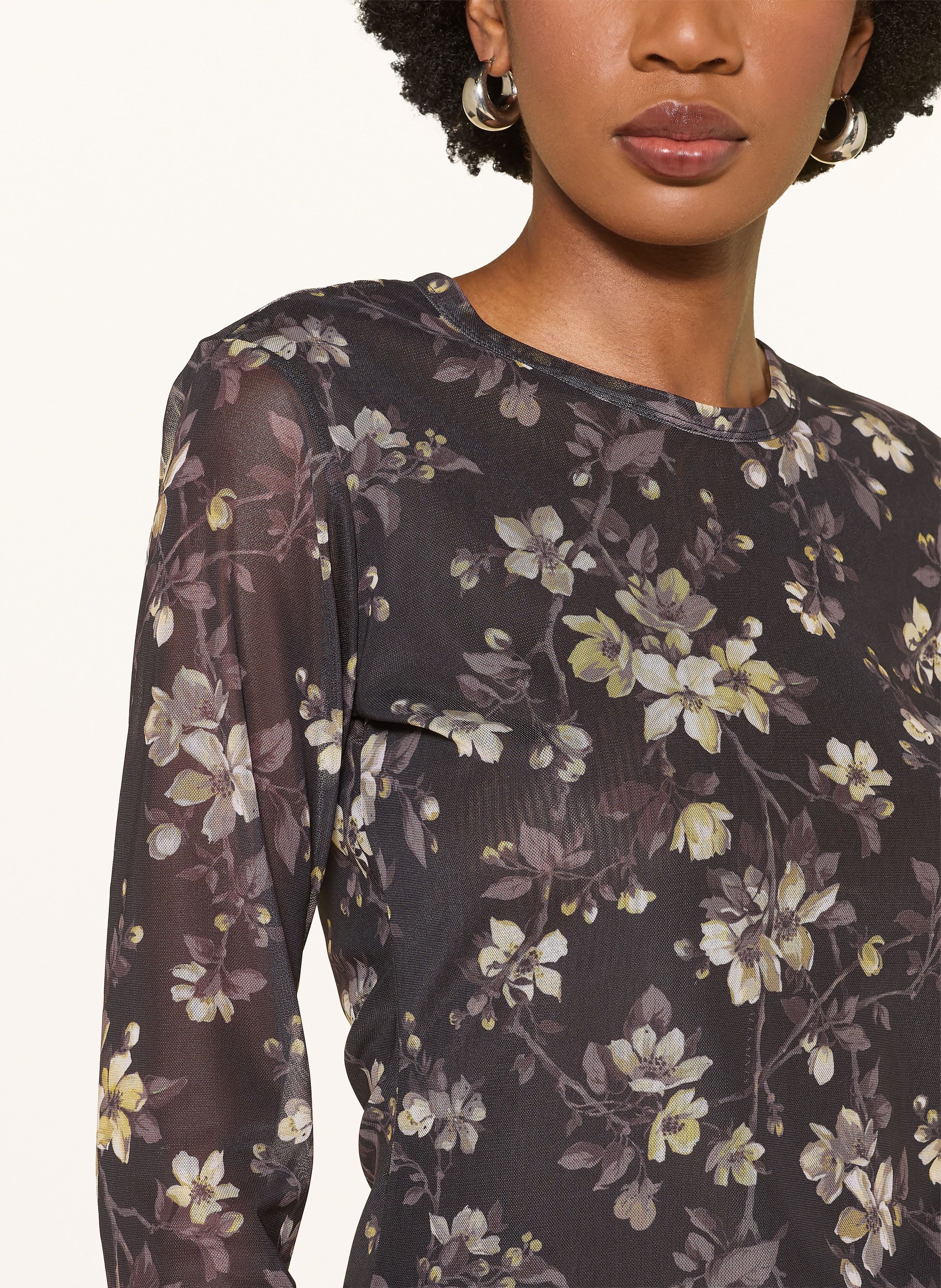 Thumbnail - Allsaints Longsleeve Ellie Aus Mesh schwarz