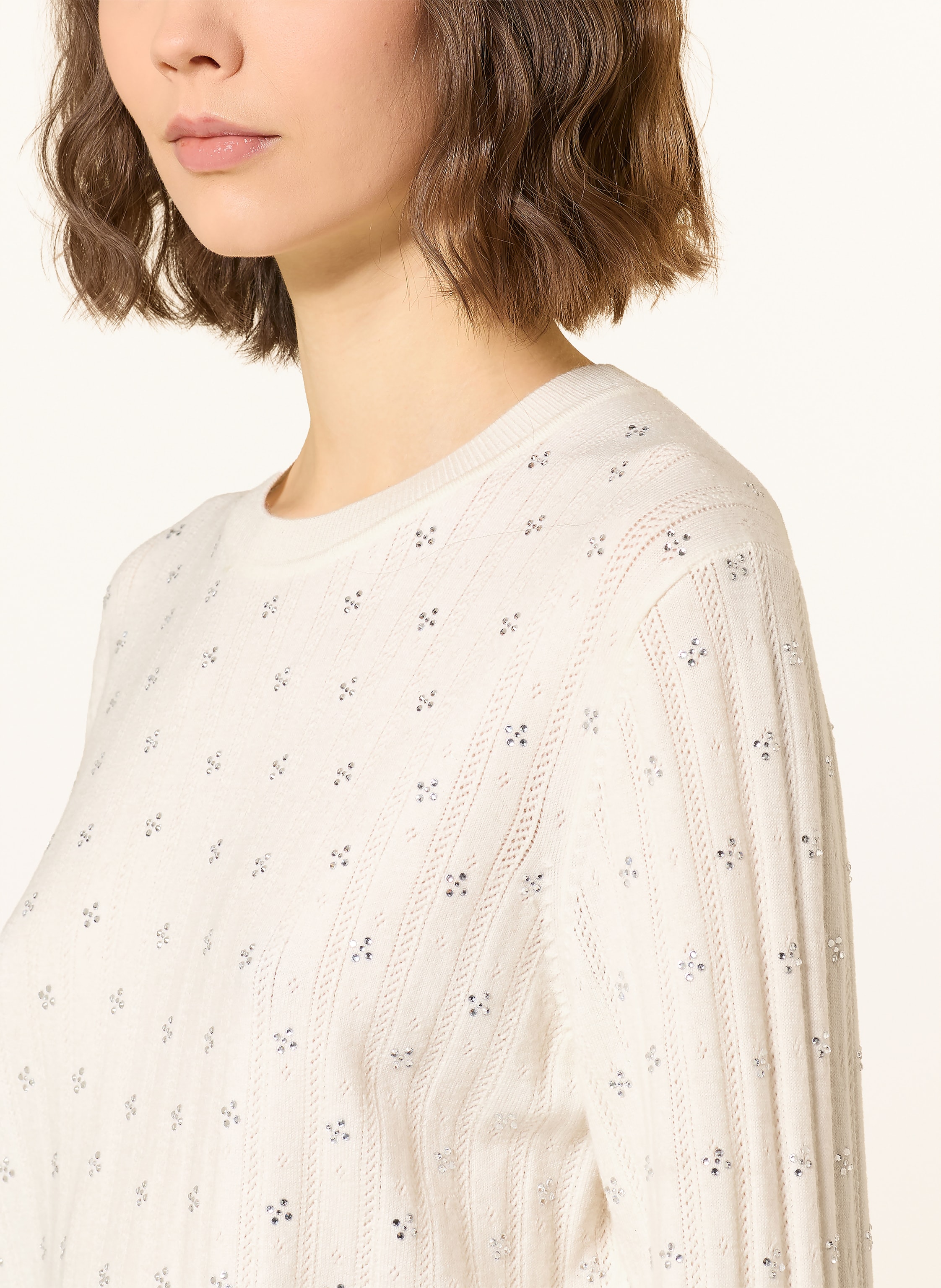 Thumbnail - Maje Pullover Mit Schmucksteinen weiss