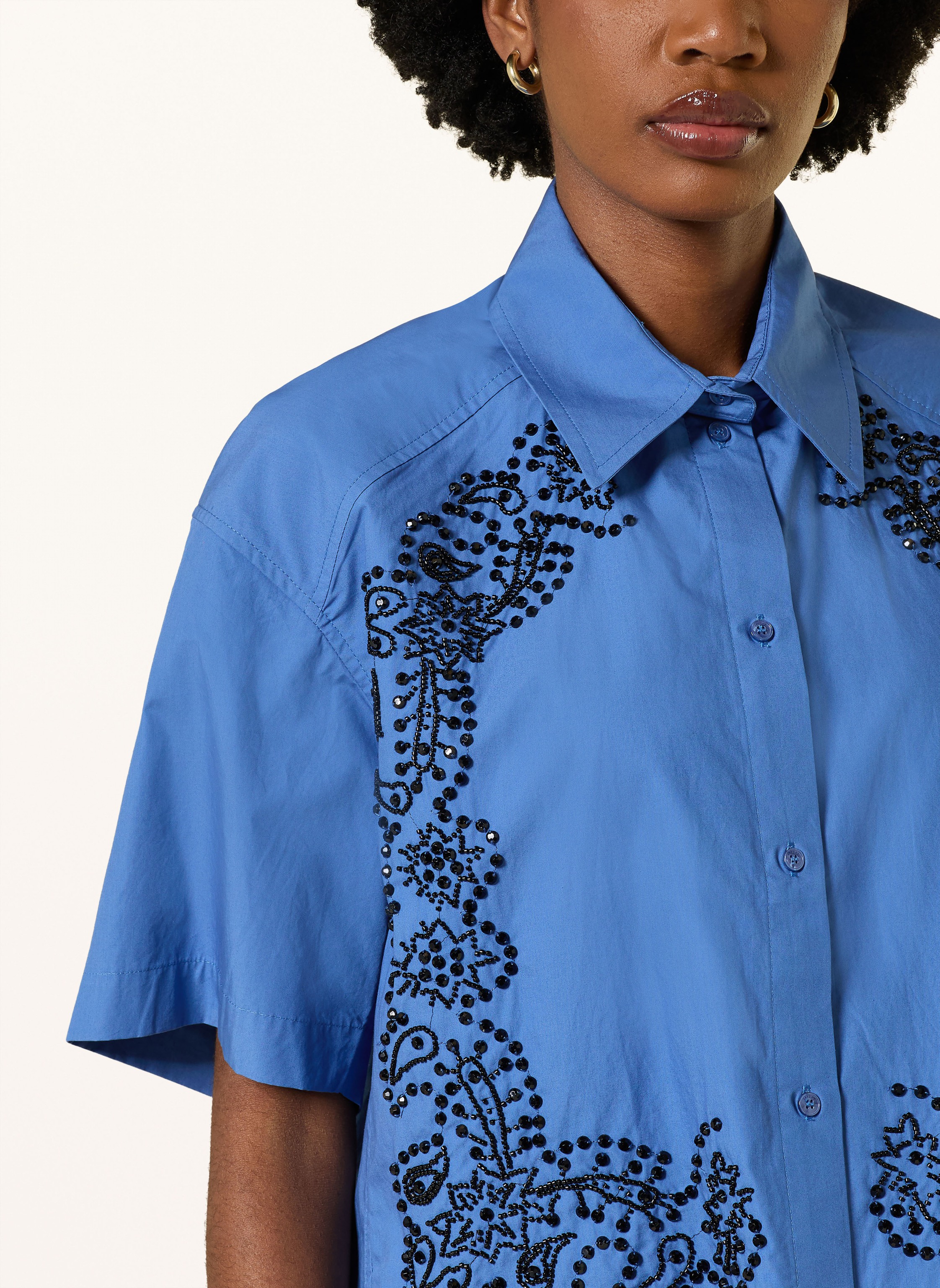 Thumbnail - Sandro Hemdbluse Mit Schmucksteinen blau