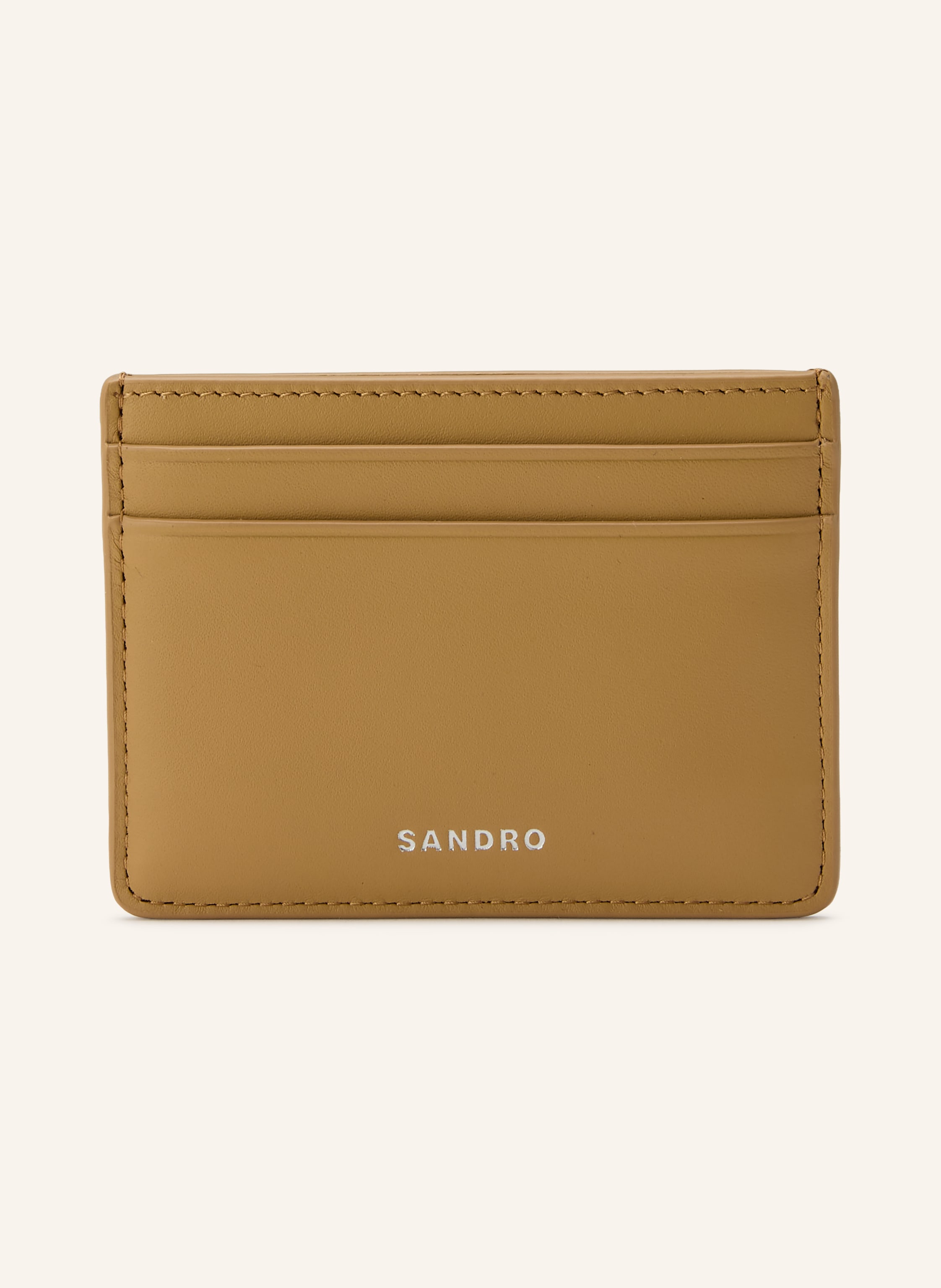 Sandro Ein Steckfach. Vier Kartenfächer. Label-Wording. Glattleder. Unifarben in camel