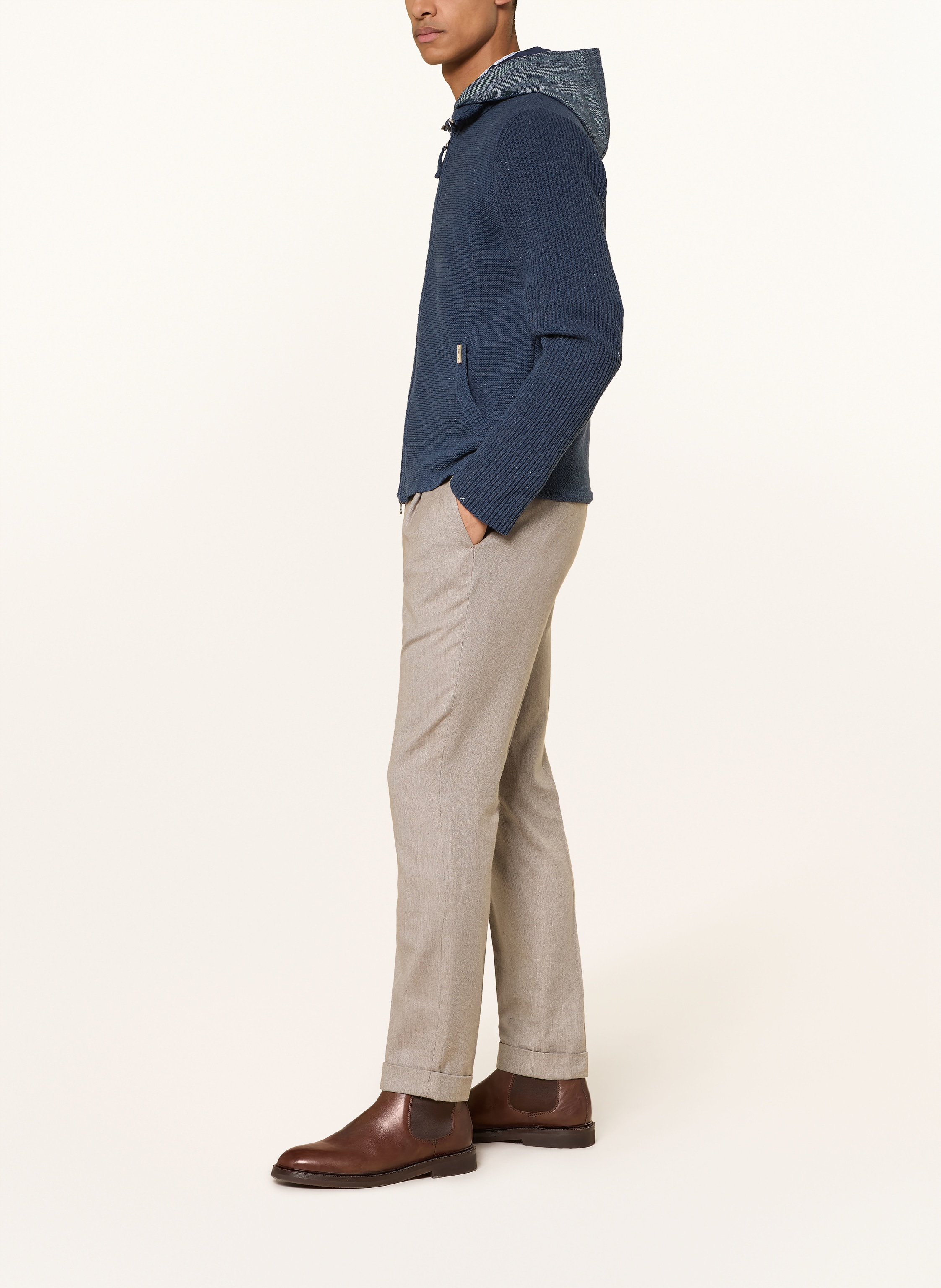 Thumbnail - Luis Trenker Strickjacke Luwallace Mit Abnehmbarer Kapuze blau