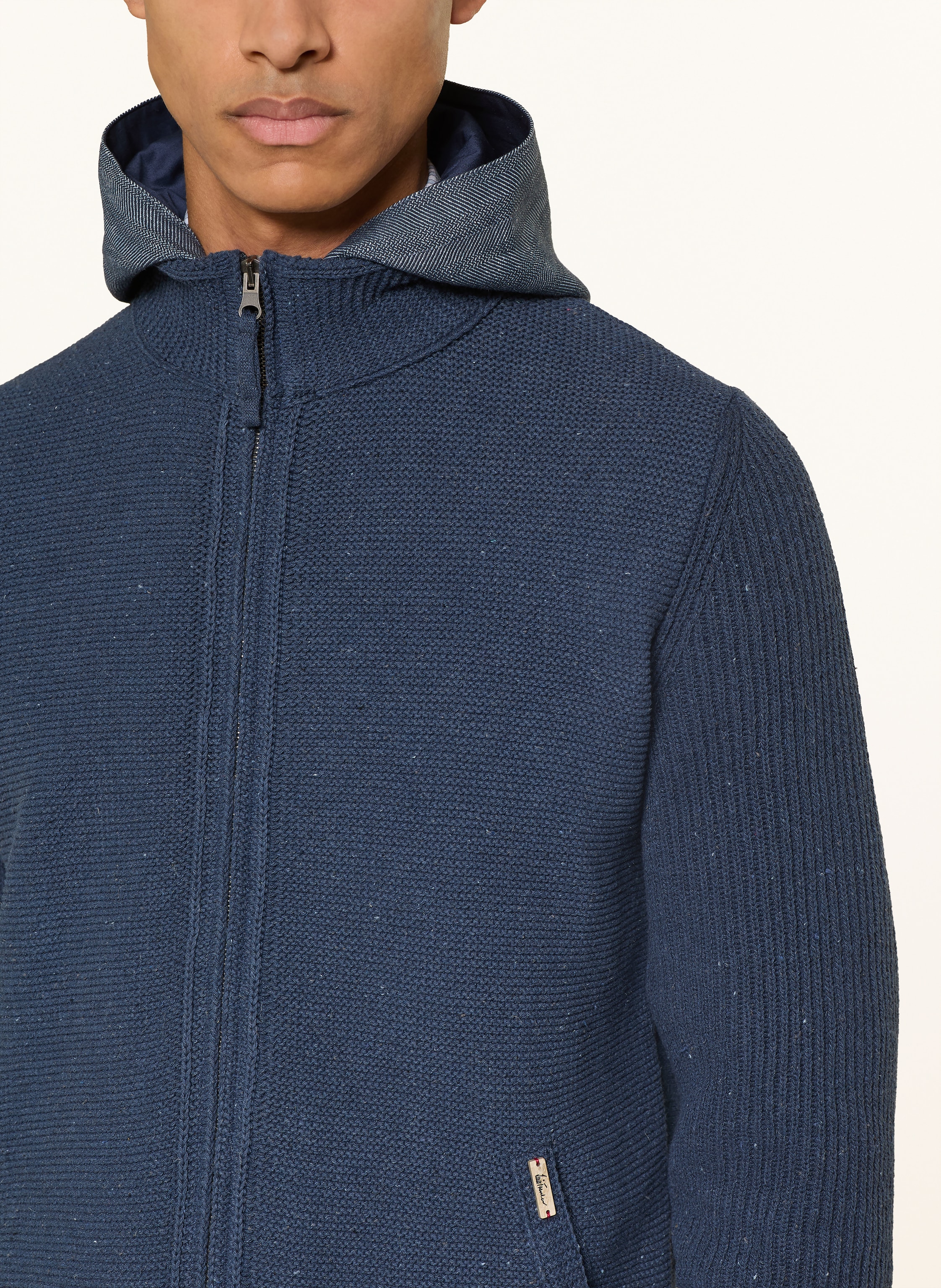 Thumbnail - Luis Trenker Strickjacke Luwallace Mit Abnehmbarer Kapuze blau