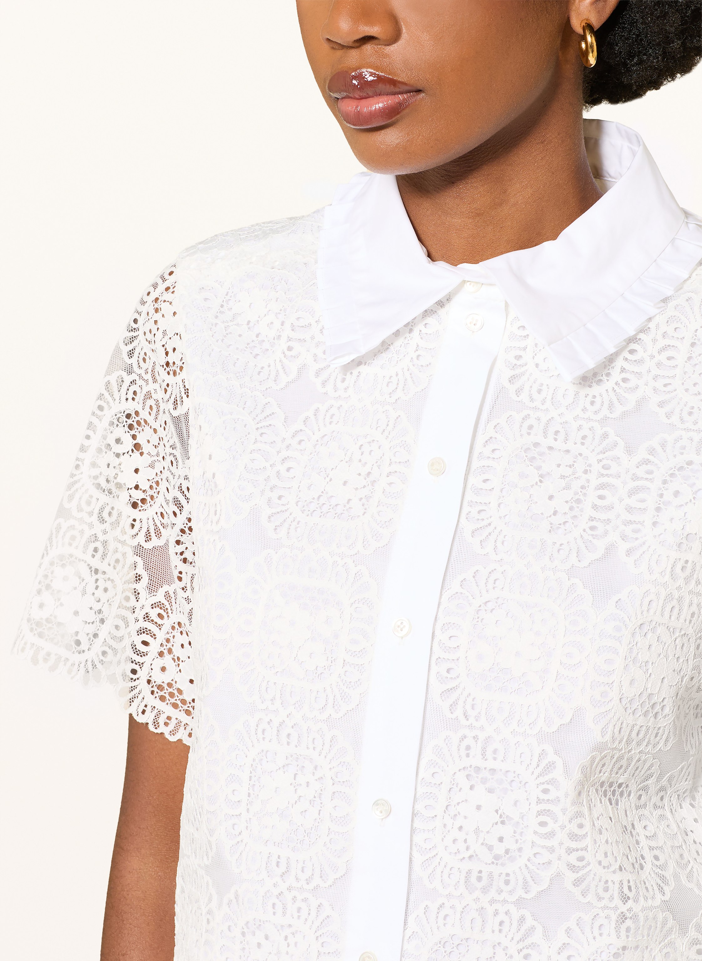 Thumbnail - Claudie Pierlot Hemdbluse Aus Spitze weiss