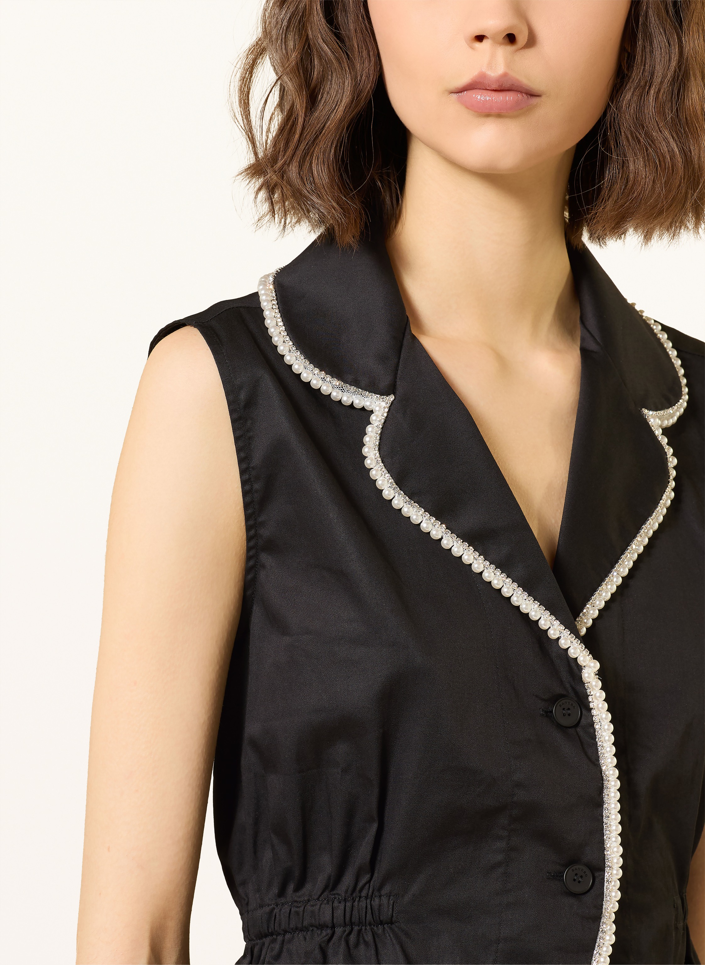 Thumbnail - Sandro Blazerweste Mit Schmuckperlen Und Schmucksteinen schwarz