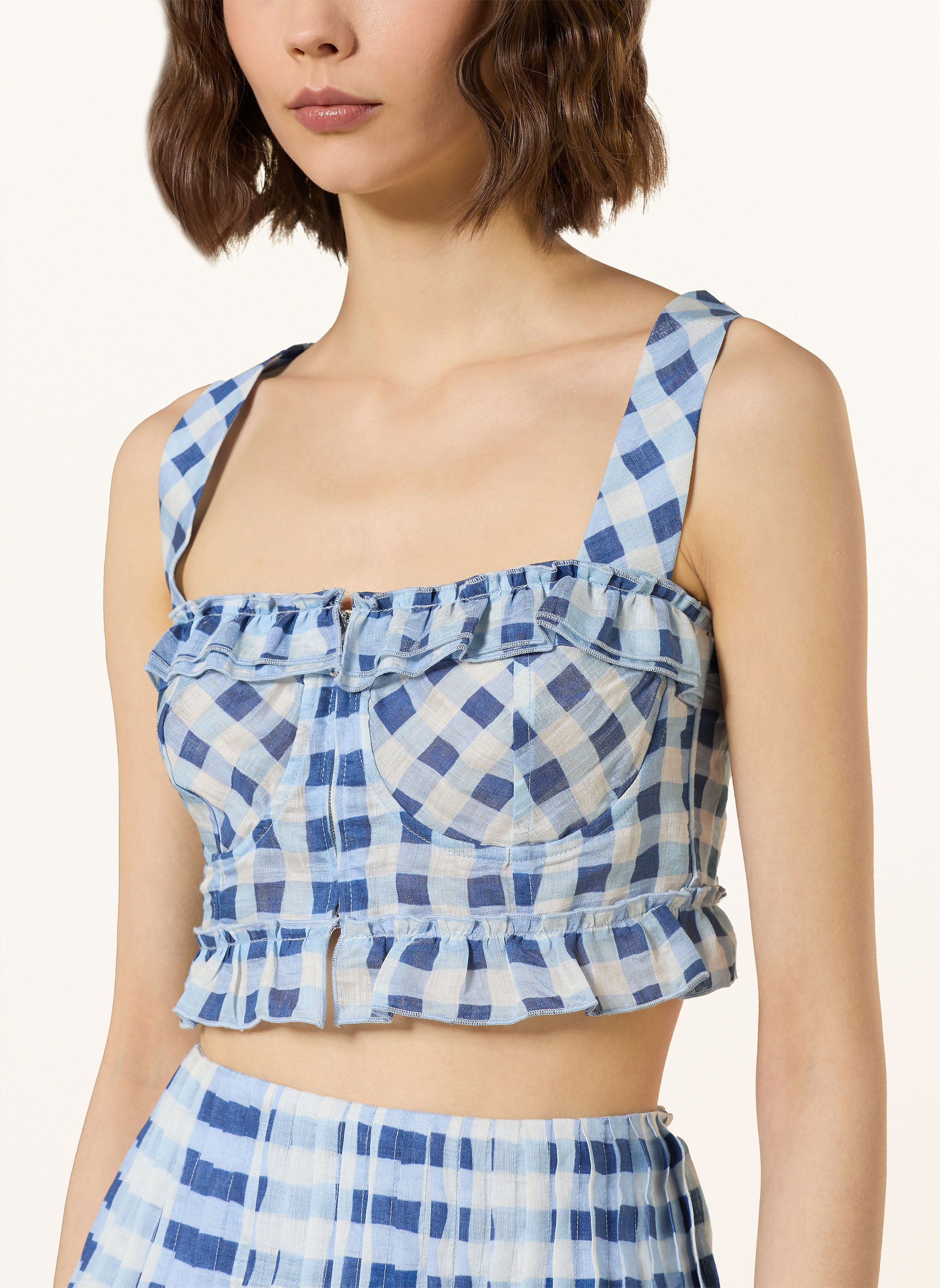 Thumbnail - Sandro Cropped-Top Mit Rüschen weiss