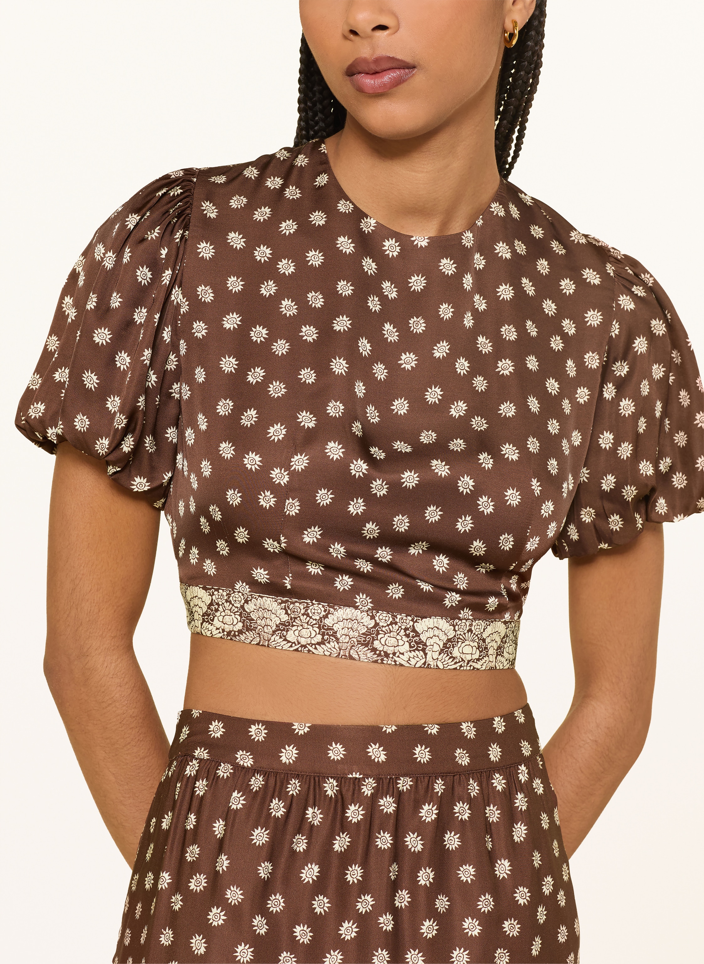 Thumbnail - Claudie Pierlot Cropped-Blusenshirt Aus Satin braun