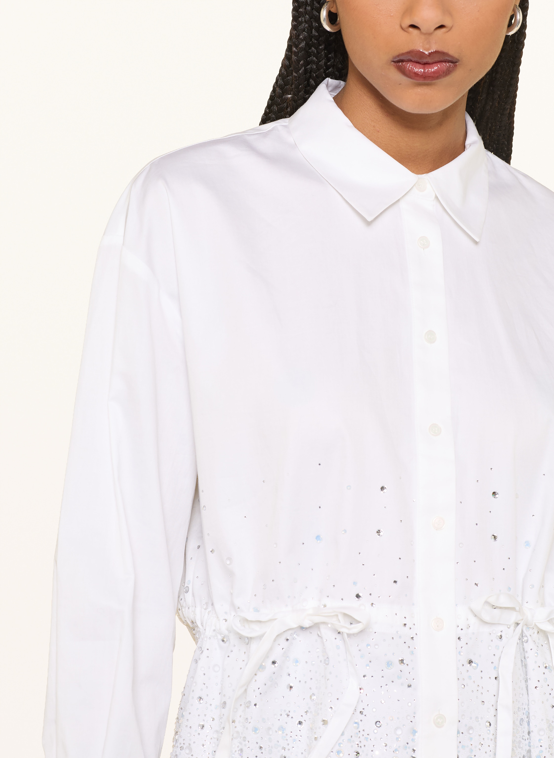 Thumbnail - Maje Hemdbluse Mit Schmucksteinen weiss