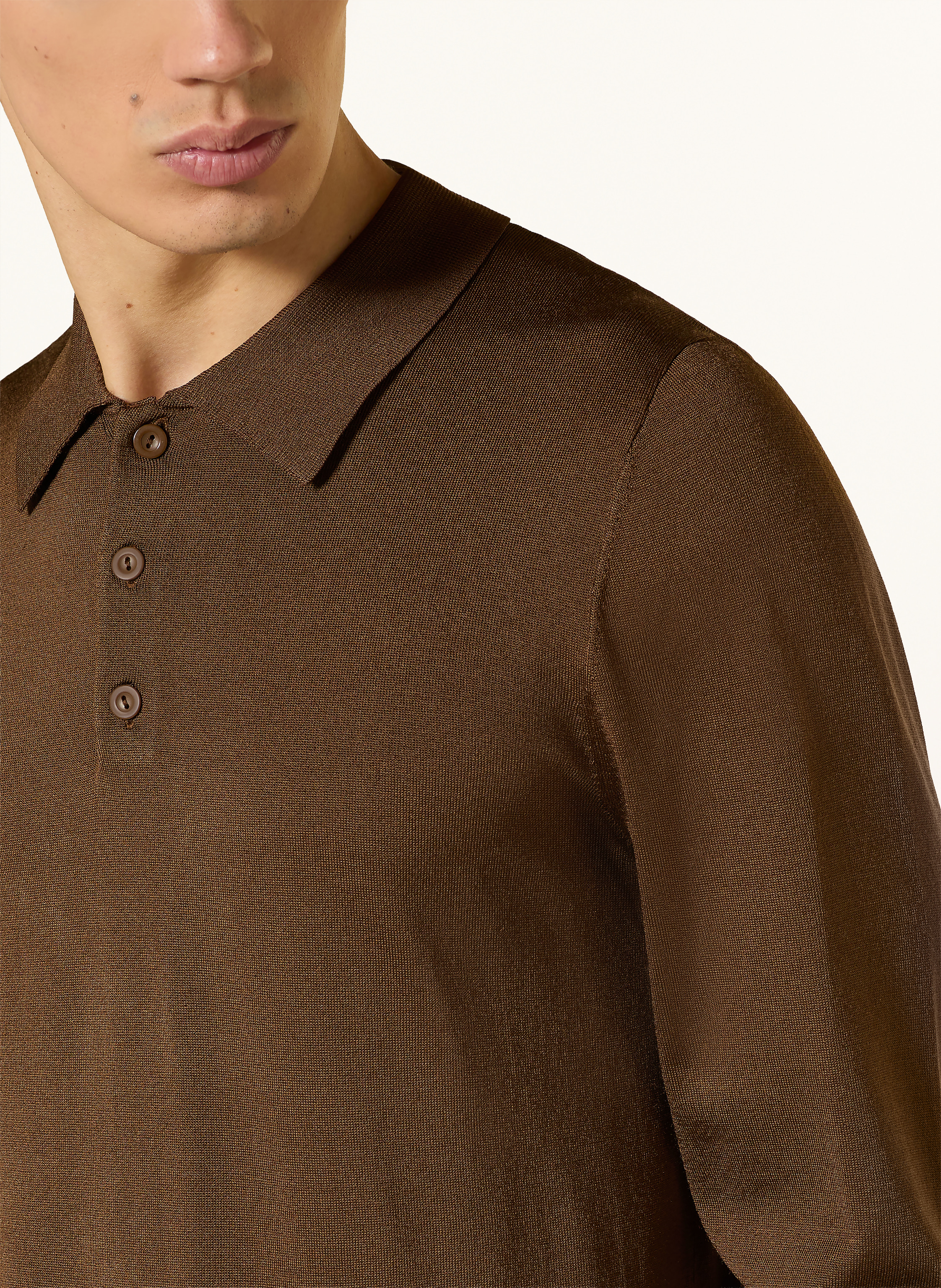 Thumbnail - Sandro Strick-Poloshirt braun