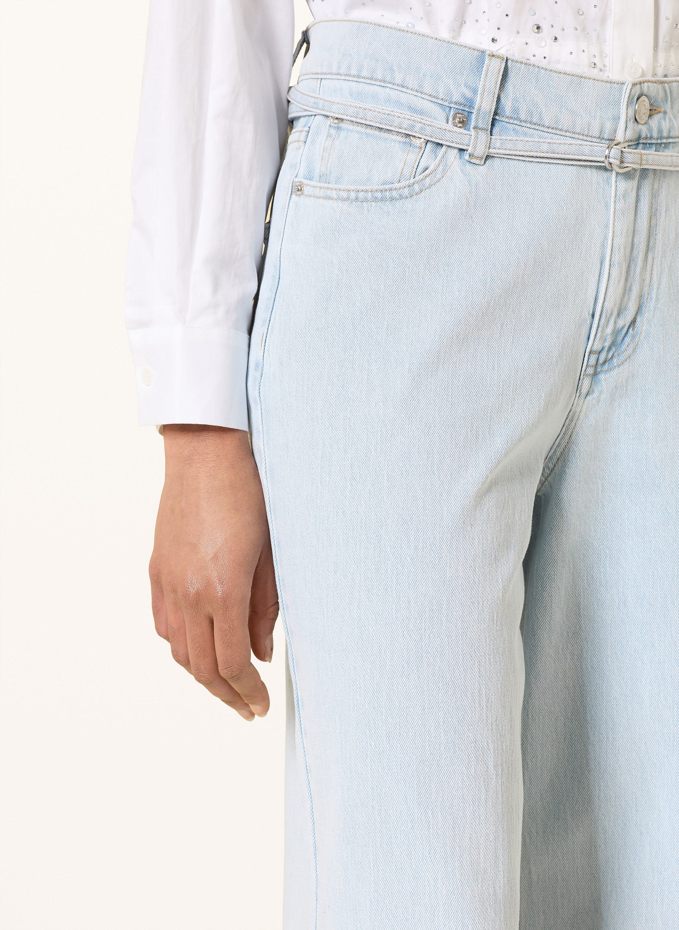 Thumbnail - Maje Wide Leg Jeans Mit Schmucksteinen blau