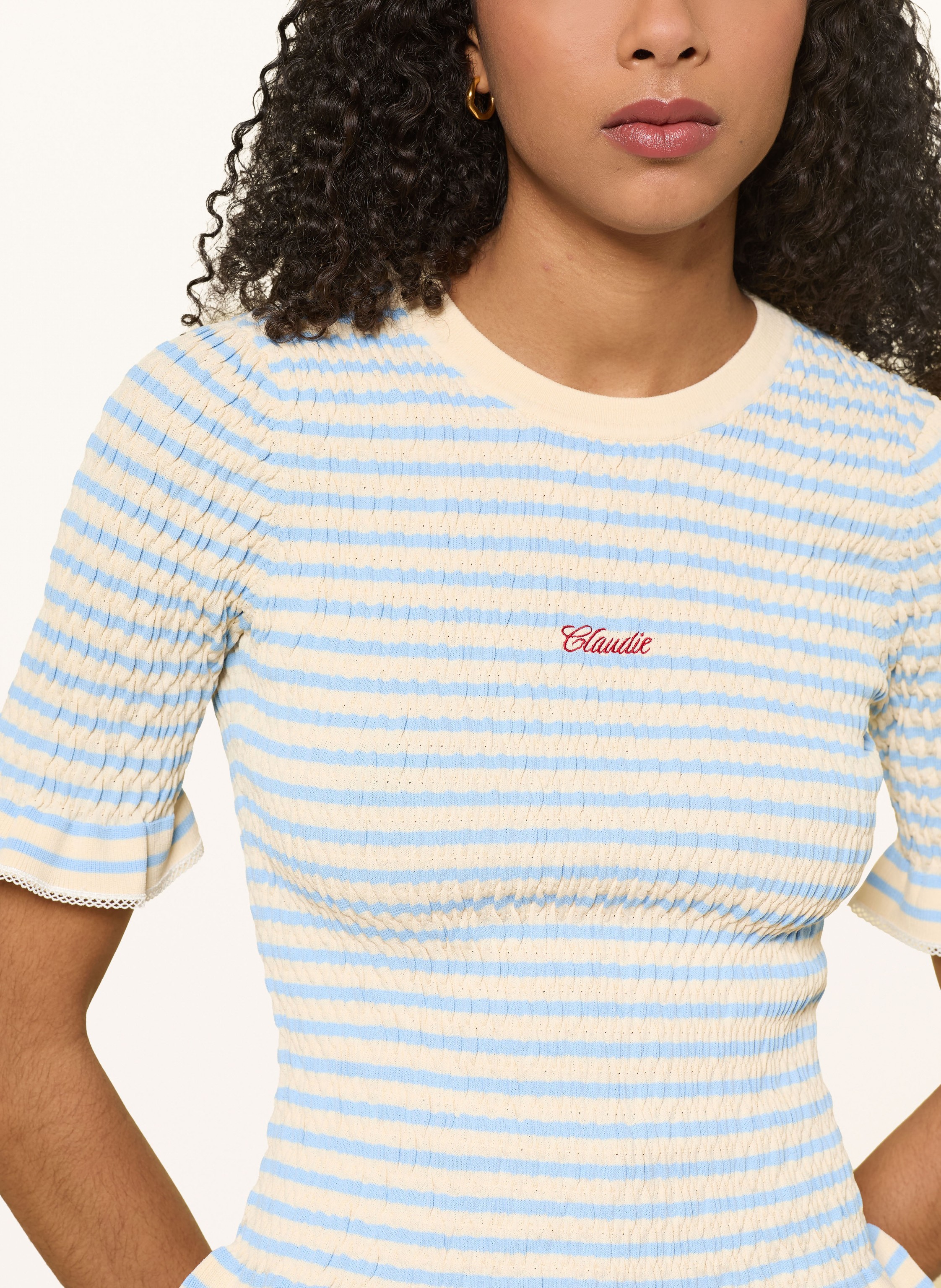Thumbnail - Claudie Pierlot T-Shirt Mit Rüschen blau