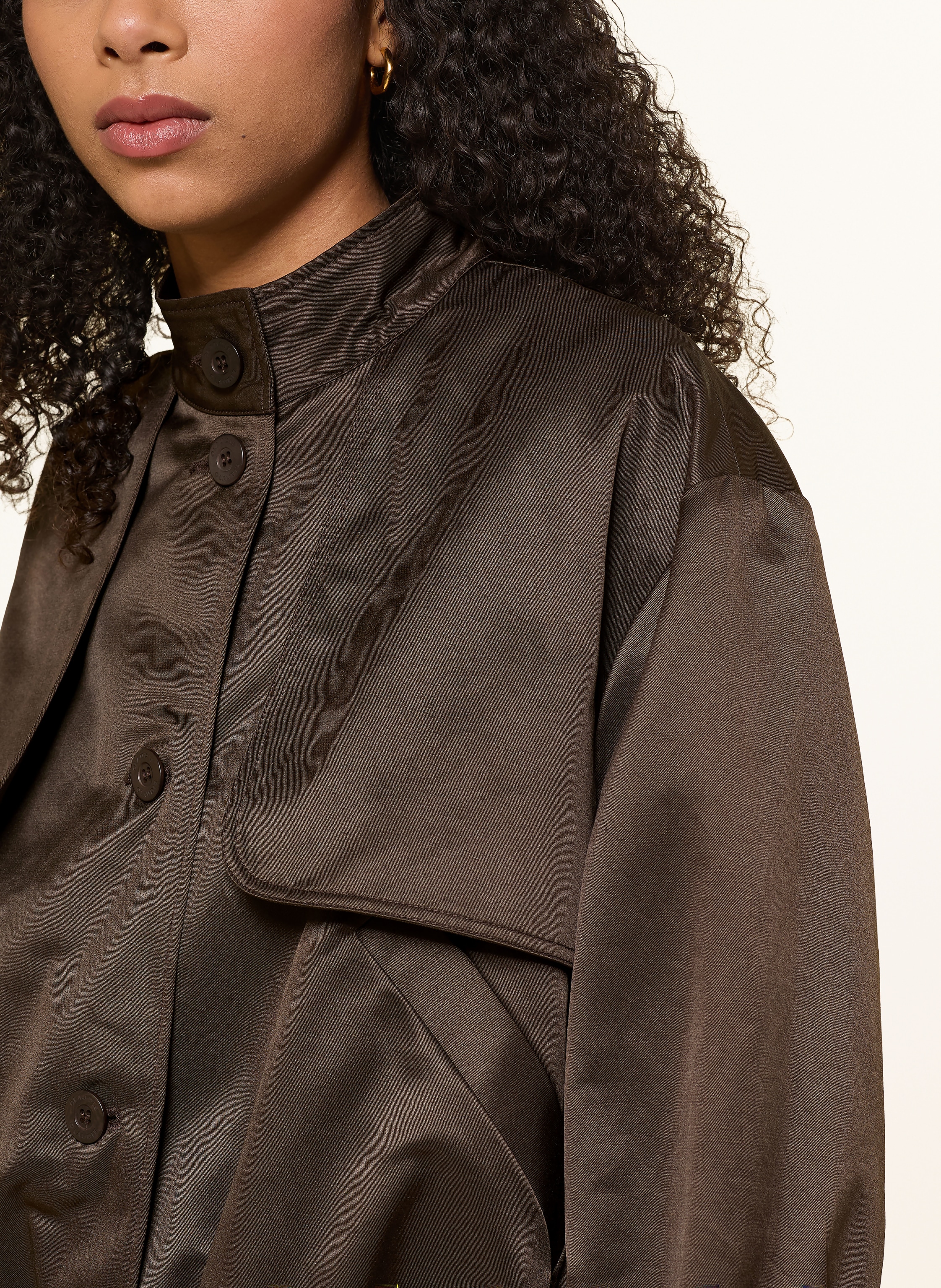 Thumbnail - Claudie Pierlot Kastenjacke Aus Satin braun