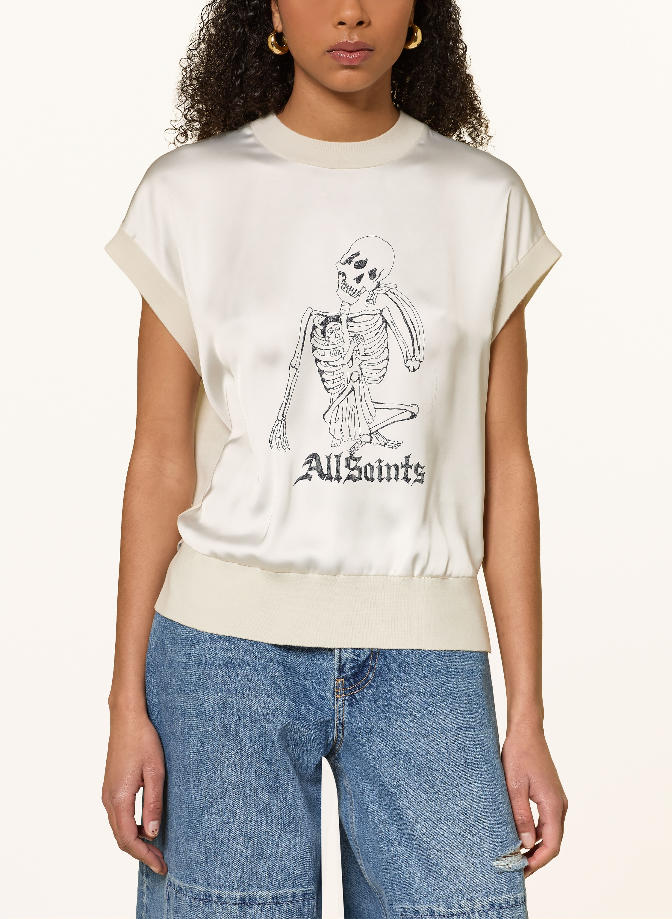 Thumbnail - Allsaints Stricktop Im Materialmix weiss