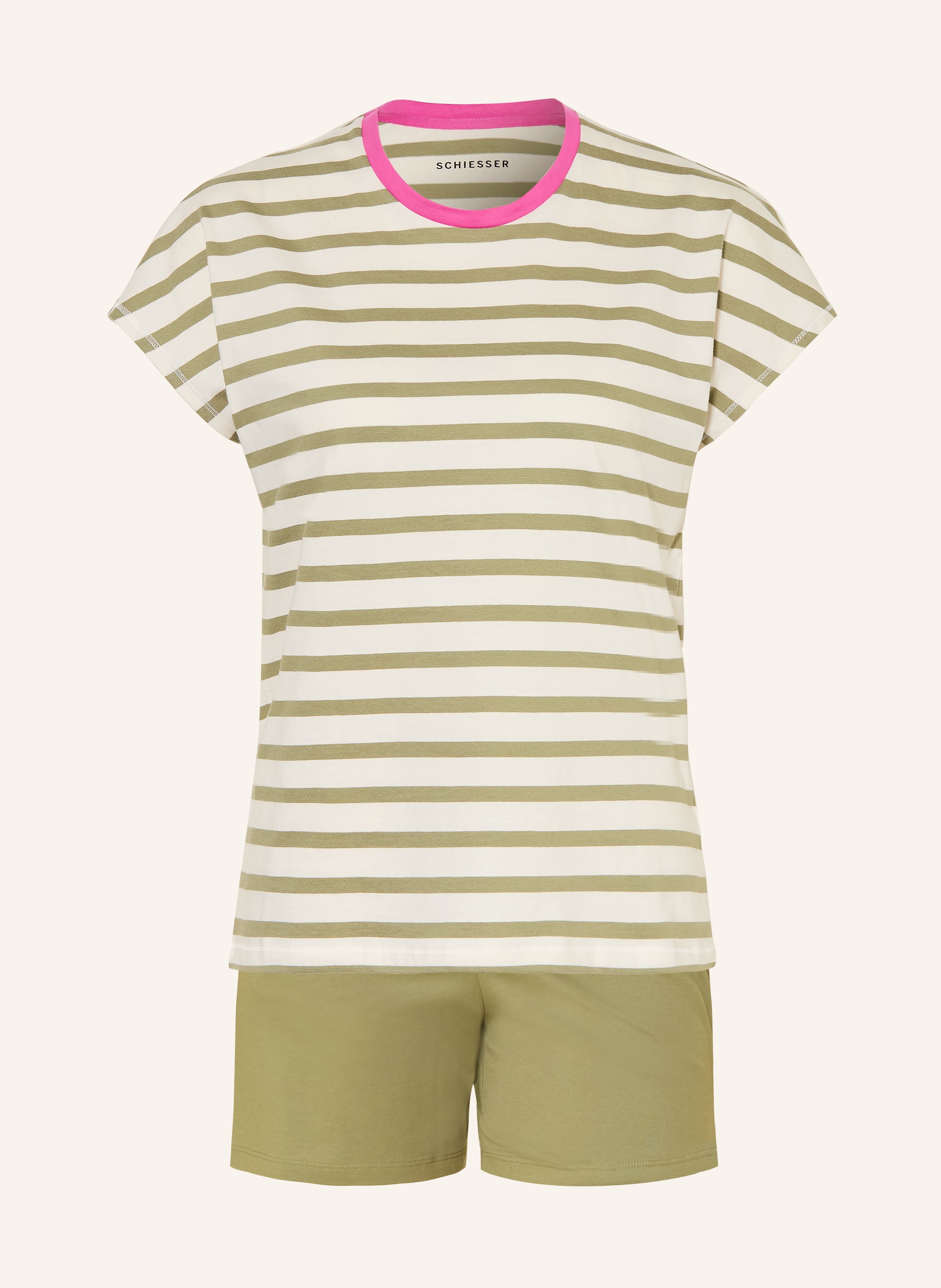Schiesser Shorty-Schlafanzug Casual Essentials gruen