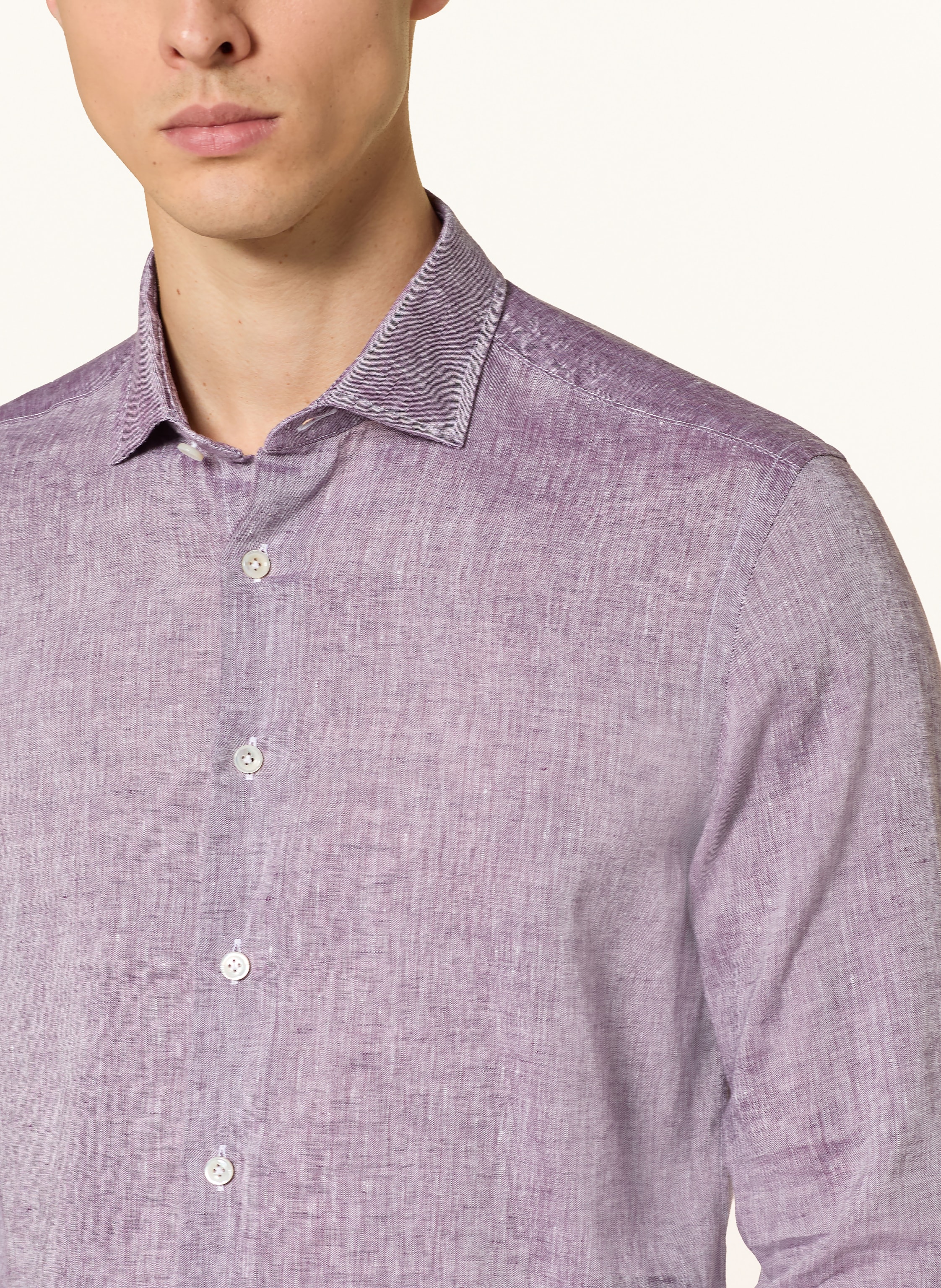 Thumbnail - Olymp Signature Leinenhemd Tailored Fit lila