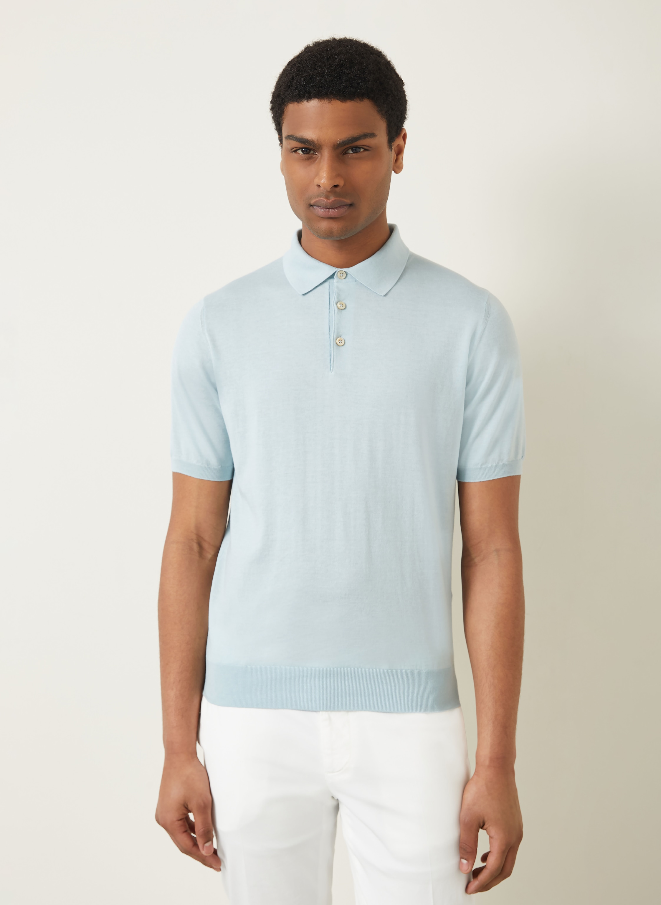 Thumbnail - Fioroni Strick-Poloshirt blau