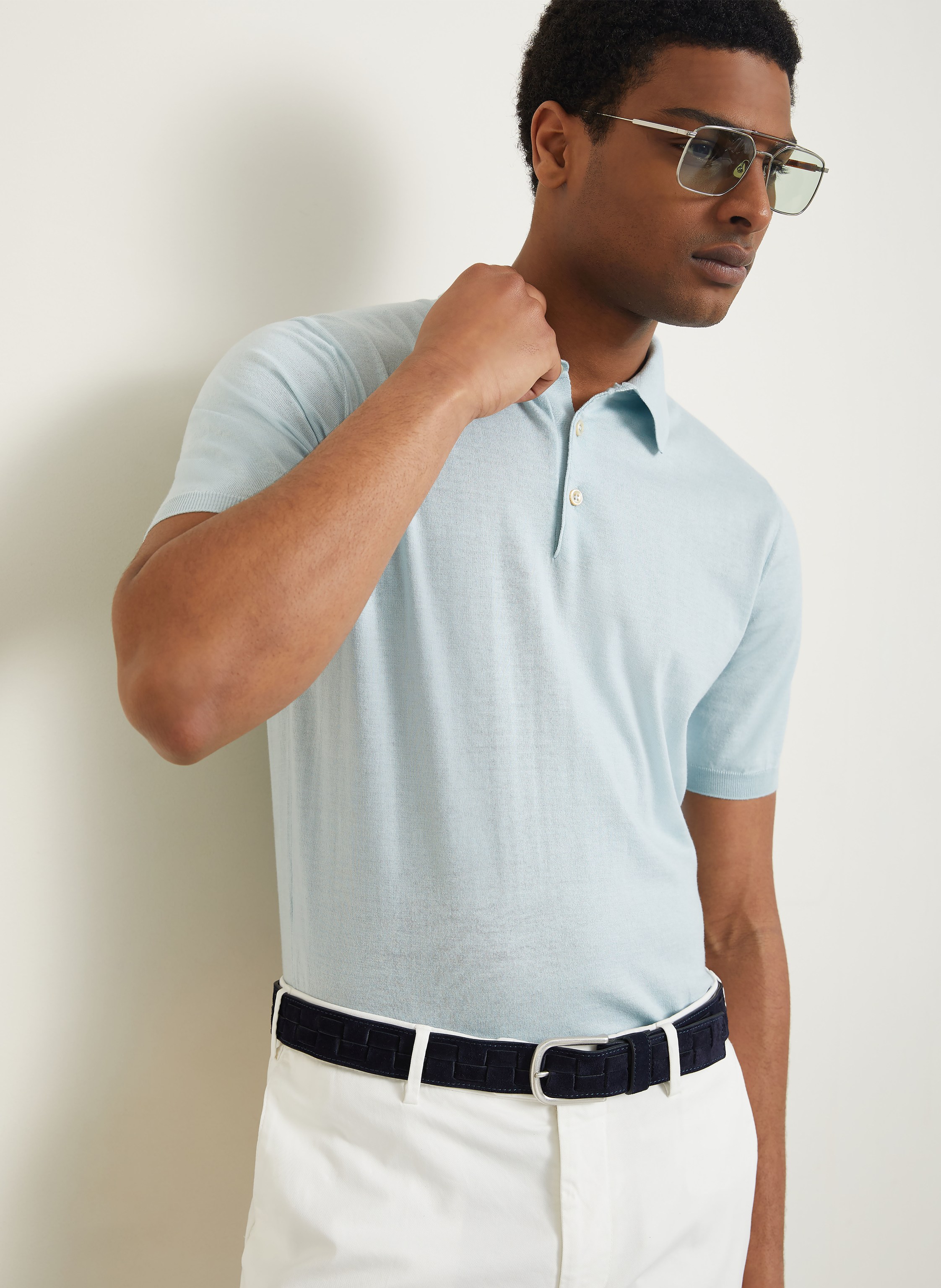 Thumbnail - Fioroni Strick-Poloshirt blau