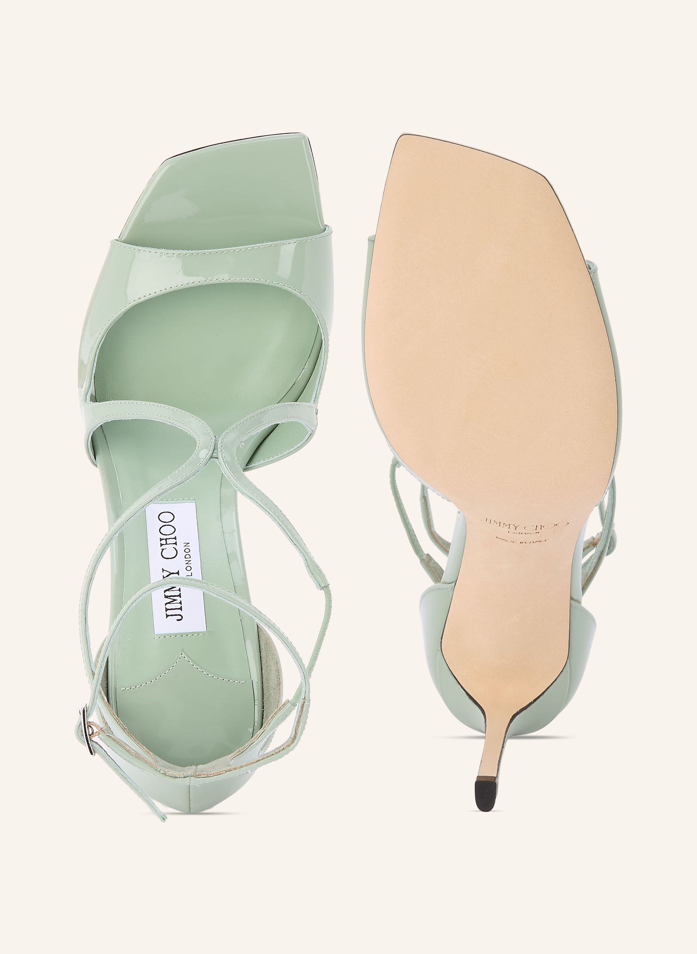 Thumbnail - Jimmy Choo Lacksandaletten Aiza 95 gruen