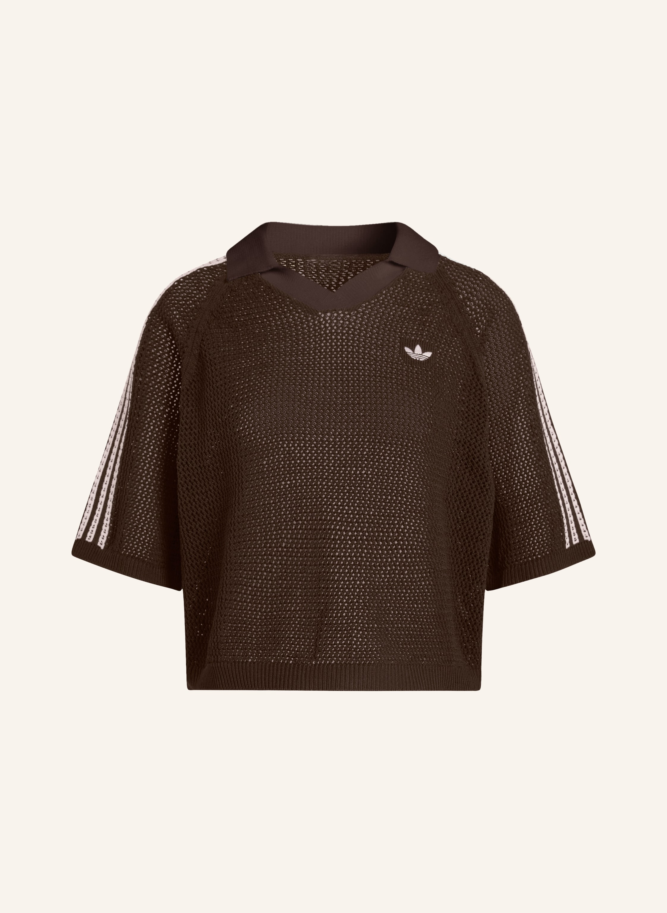 Adidas Originals Adidas Originals Strick-Poloshirt Knitted Crochet Polo braun in DUNKELBRAUN / HELLROSA