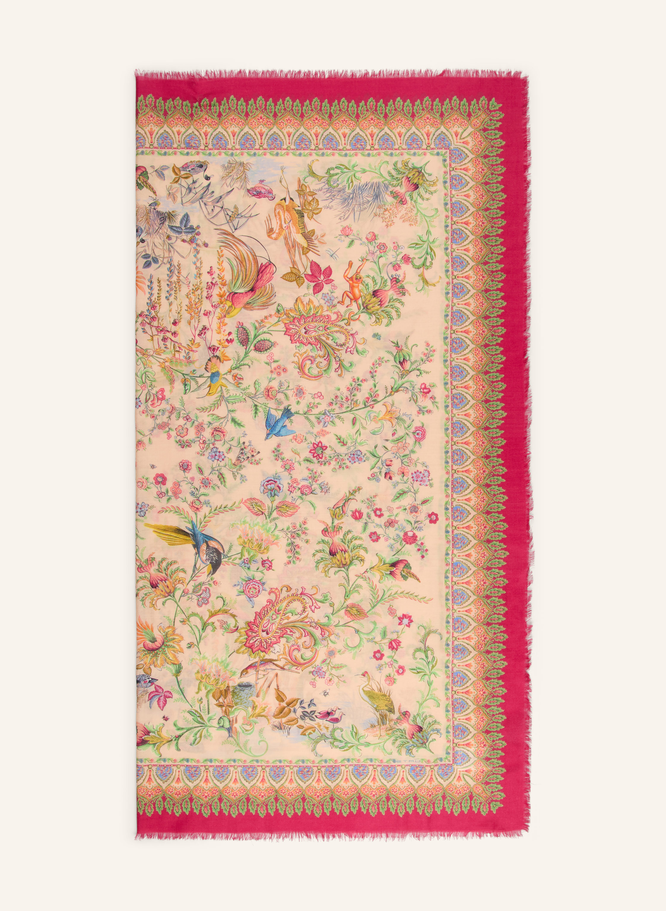 Etro Etro Tuch Mit Cashmere Und Seide pink in ROT / HELLBRAUN / GRÜN
