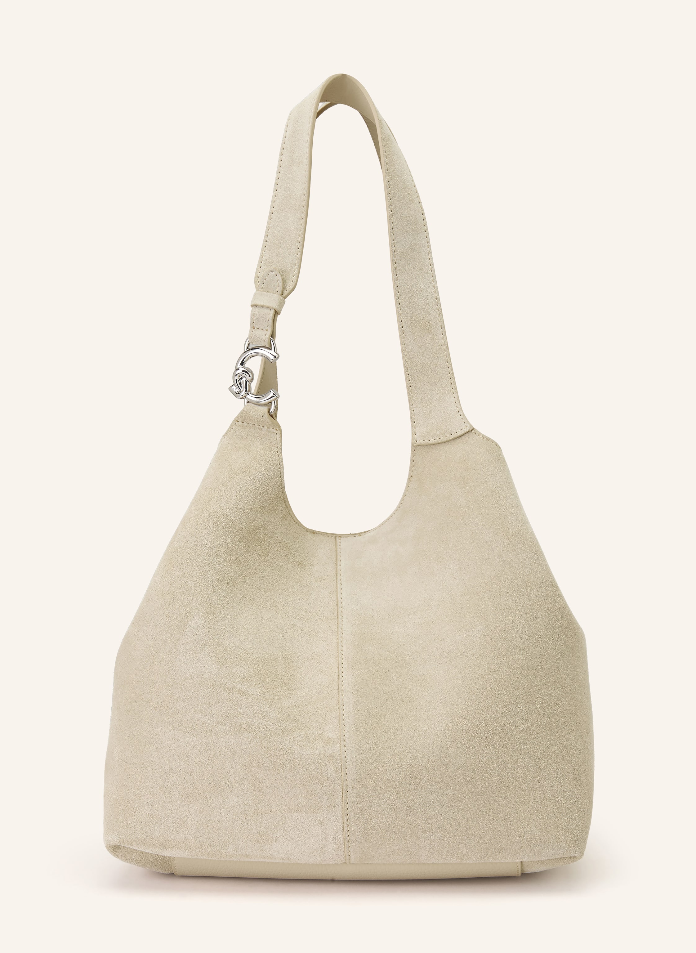 Coccinelle Herausnehmbare Pouch. Zwei Tragegriffe. Verstärkter Taschenboden. Druckknopf. Innen ein Hauptfach. Label-Wording. Genarbtes Leder. Aus Veloursleder. Unifarben in creme