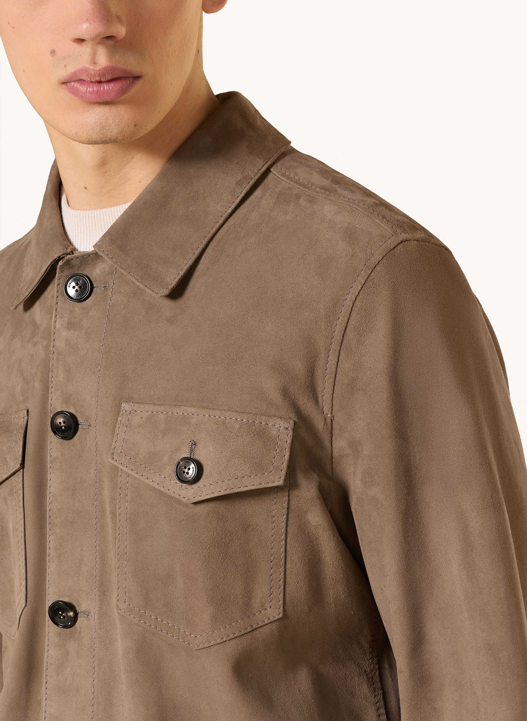 Thumbnail - Windsor. Leder-Overjacket Oleano grau