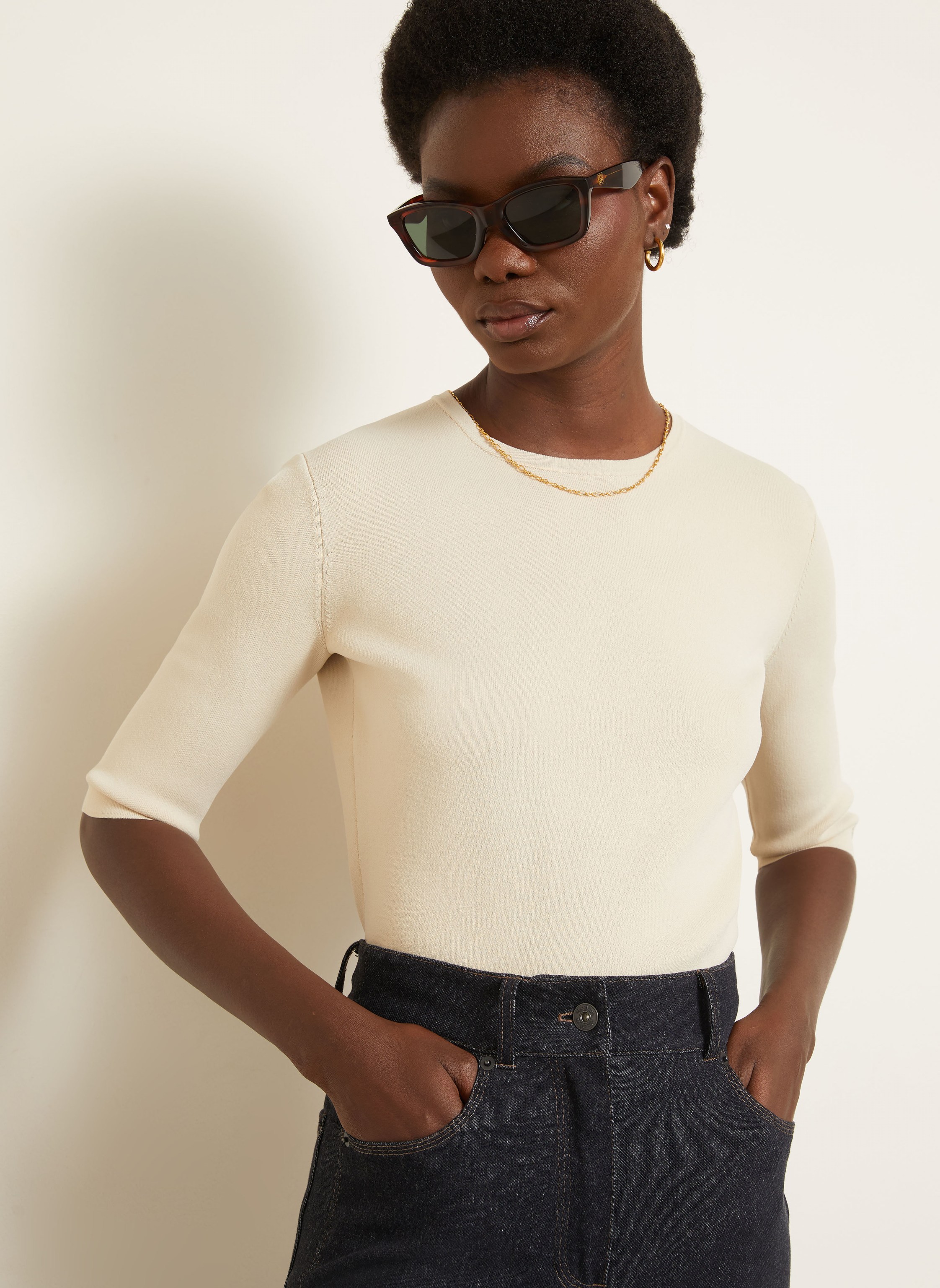 Thumbnail - Max Mara Strickshirt Faida beige