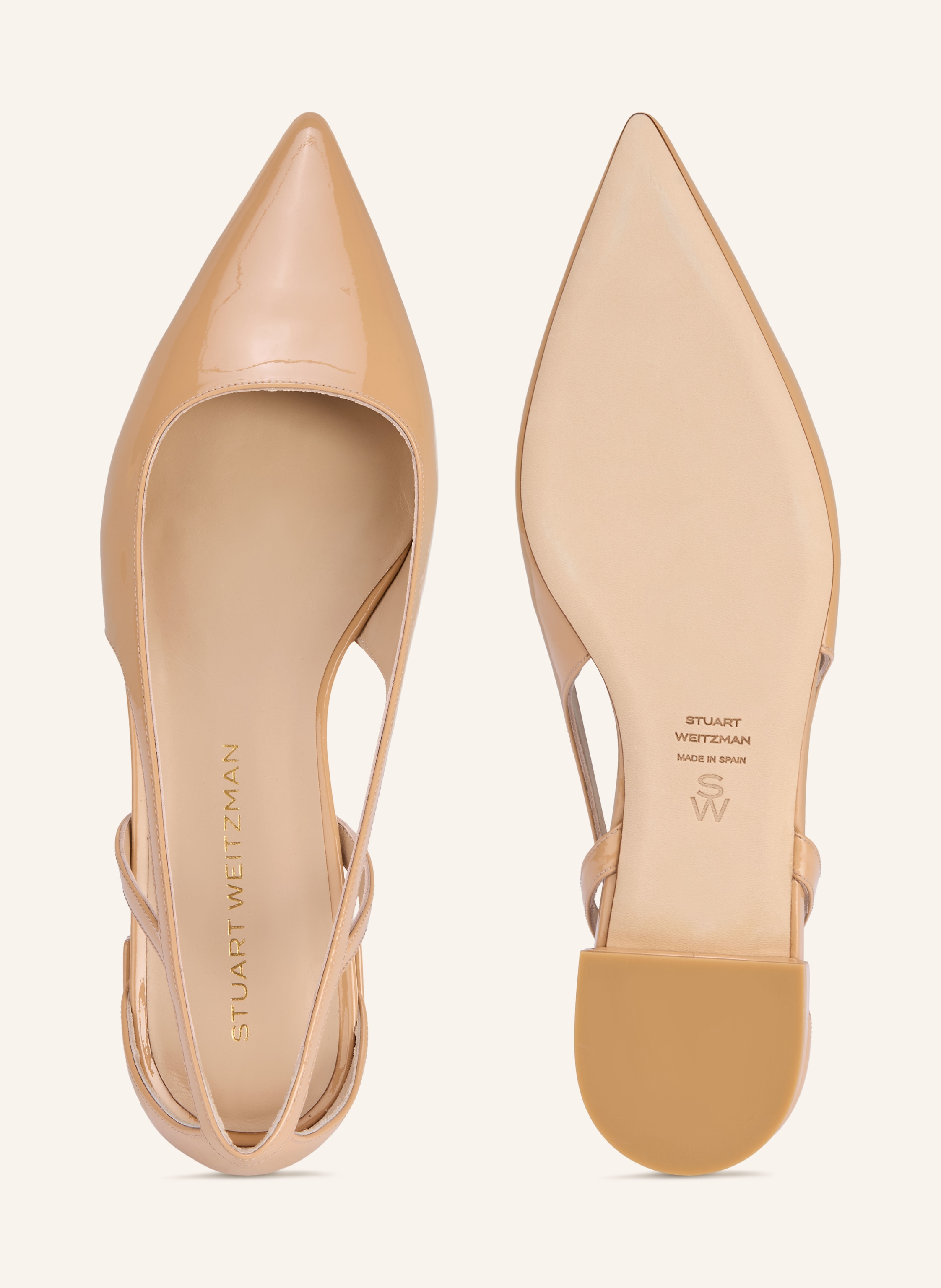 Thumbnail - Stuart Weitzman Lackballerinas Stuart Power Cutout Flat Mit Cut-Outs beige