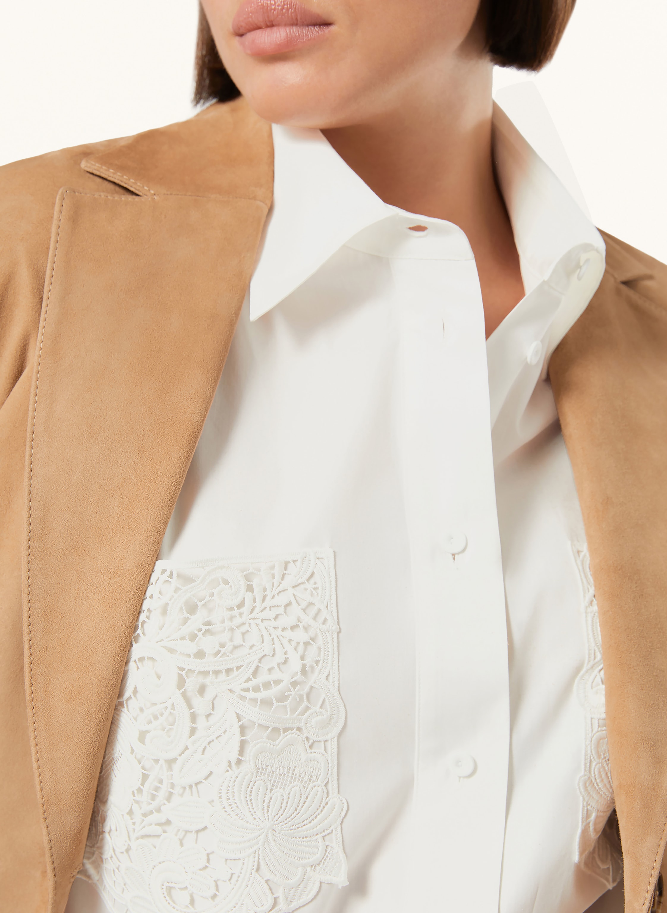 Thumbnail - Marina Rinaldi Hemdbluse Mit Spitze Und Schmucksteinen weiss