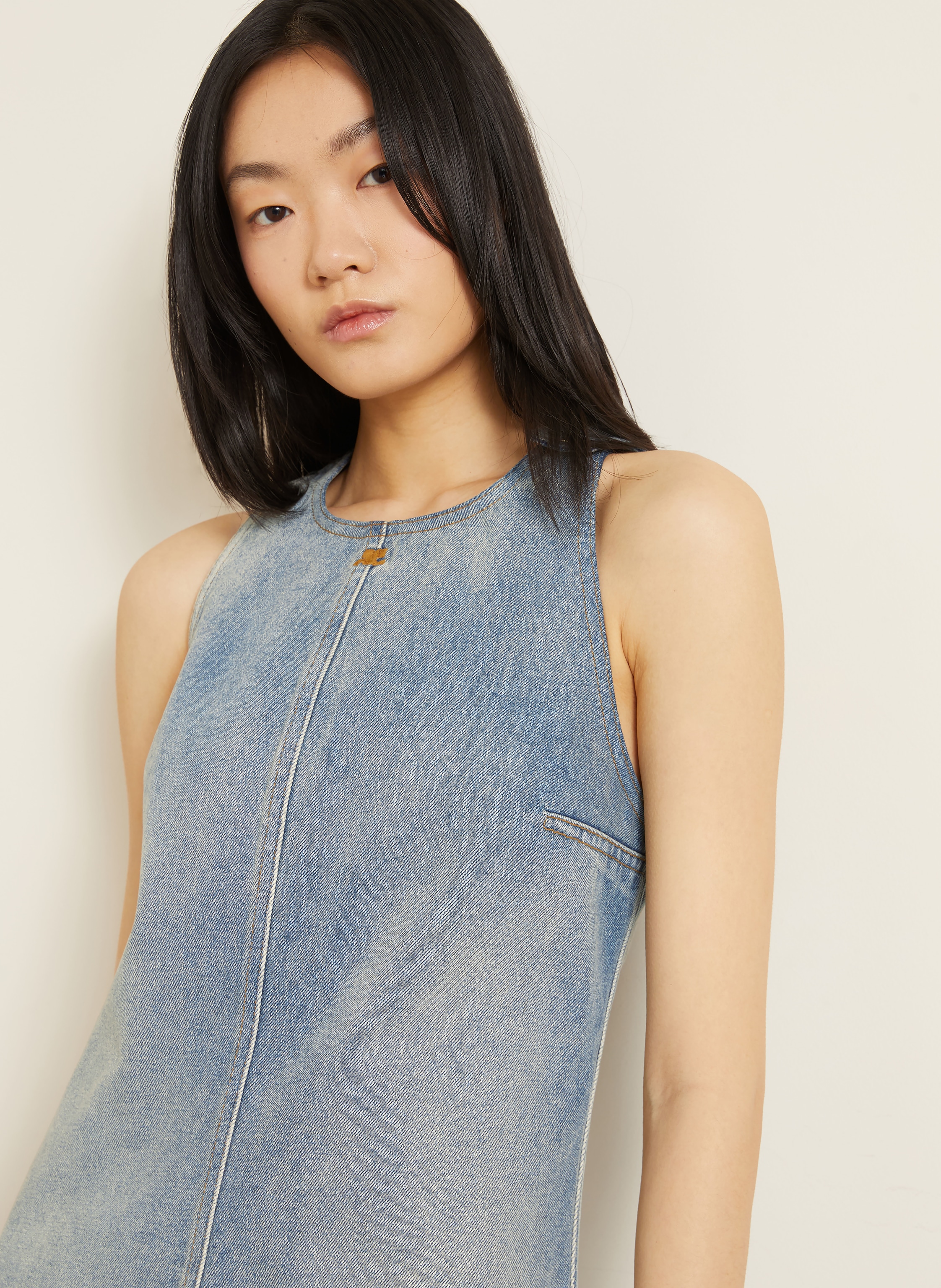 Thumbnail - Courrèges Jeanskleid blau