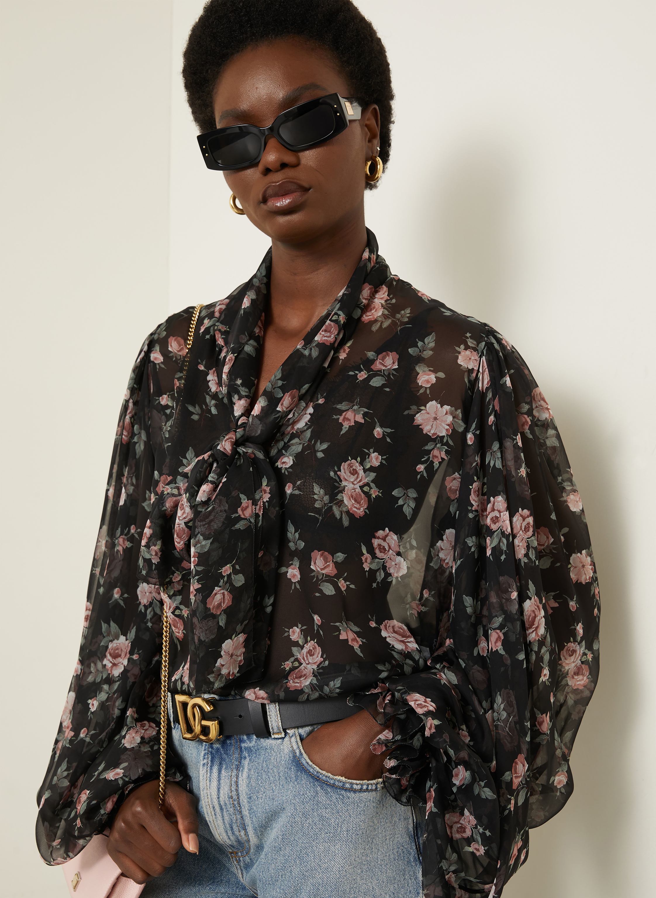 Thumbnail - Dolce & Gabbana Schluppenbluse Aus Seide schwarz