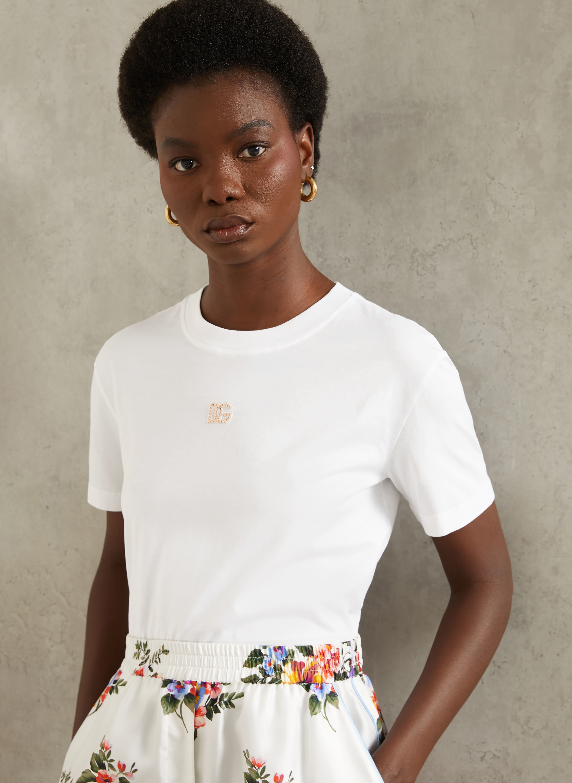 Thumbnail - Dolce & Gabbana T-Shirt Mit Schmucksteinen weiss