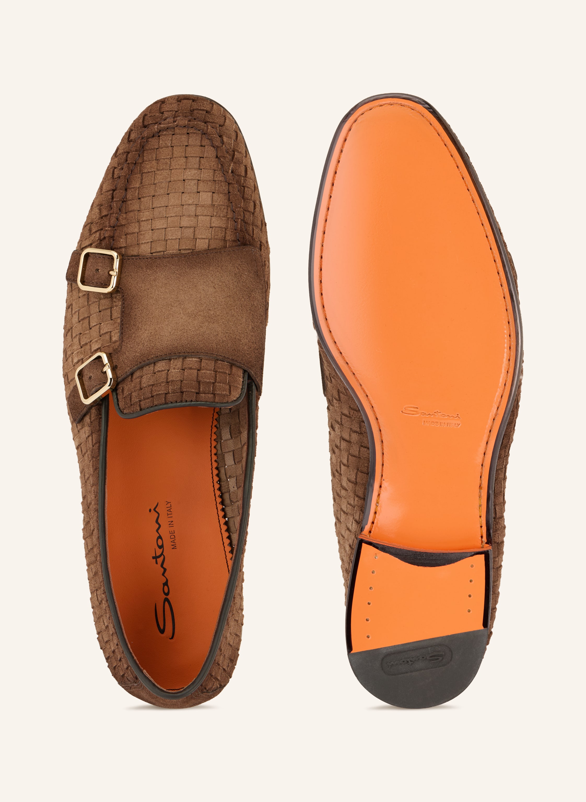Thumbnail - Santoni Double-Monks Scacco braun