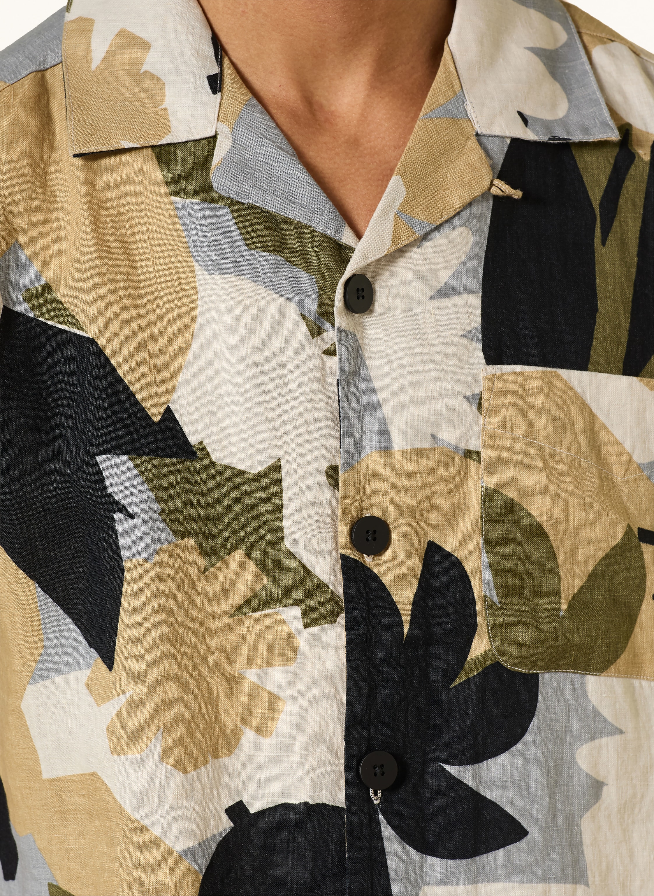 Thumbnail - Knowledgecotton Apparel Kurzarm-Hemd Loose Fit Aus Leinen gruen