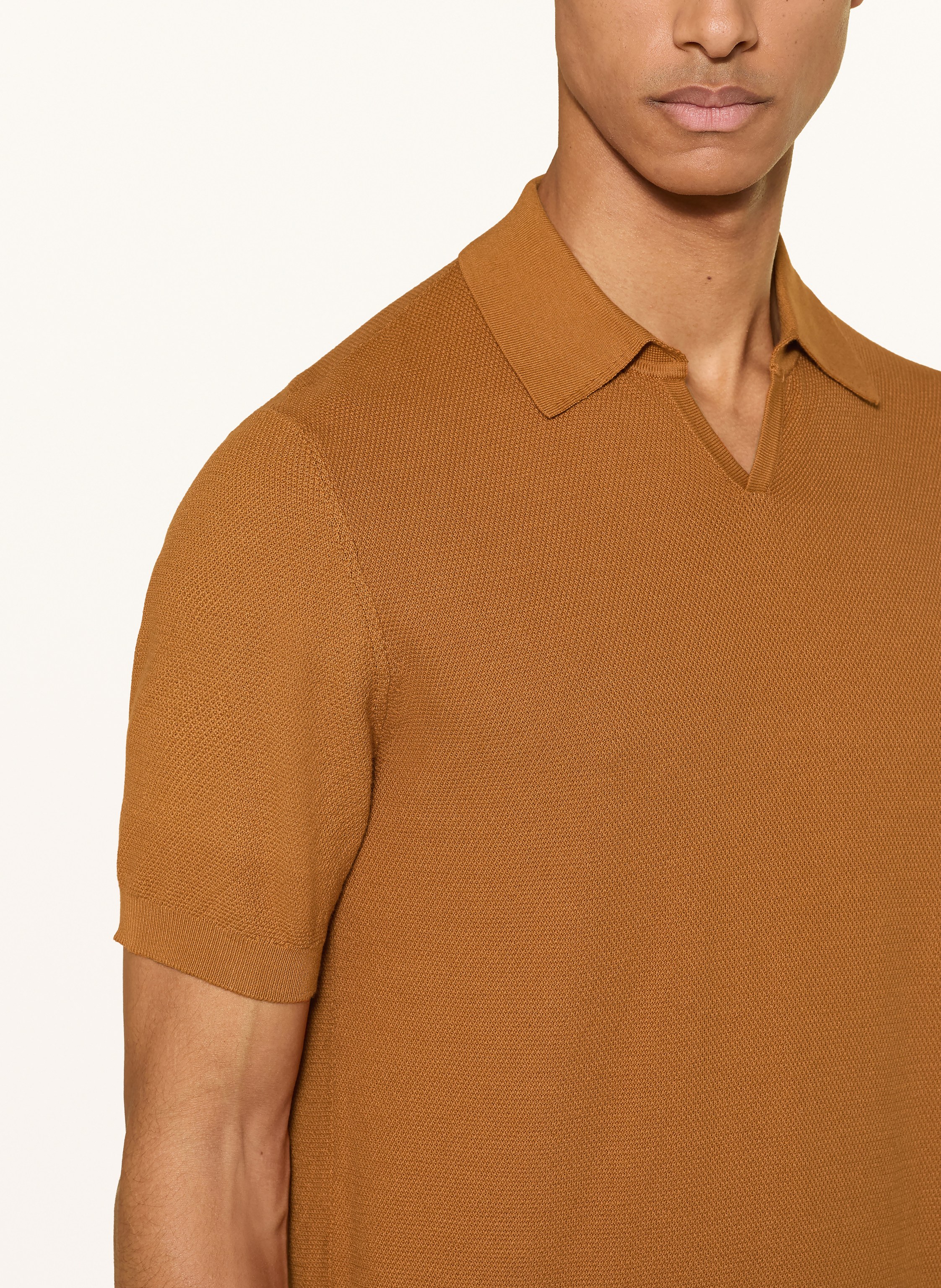 Thumbnail - Boglioli Strick-Poloshirt braun