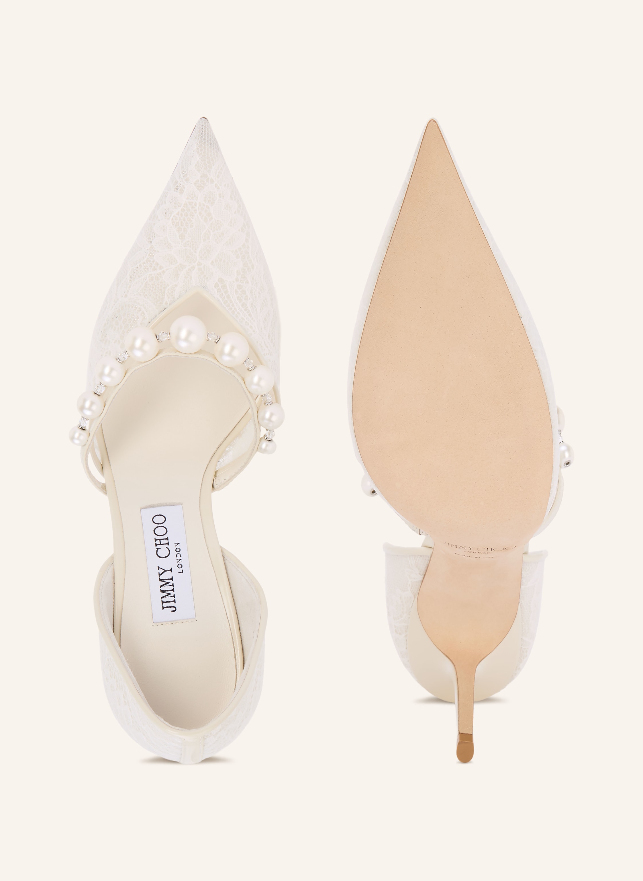 Thumbnail - Jimmy Choo Pumps Aurelie 85 Mit Schmuckperlen Und Spitze weiss
