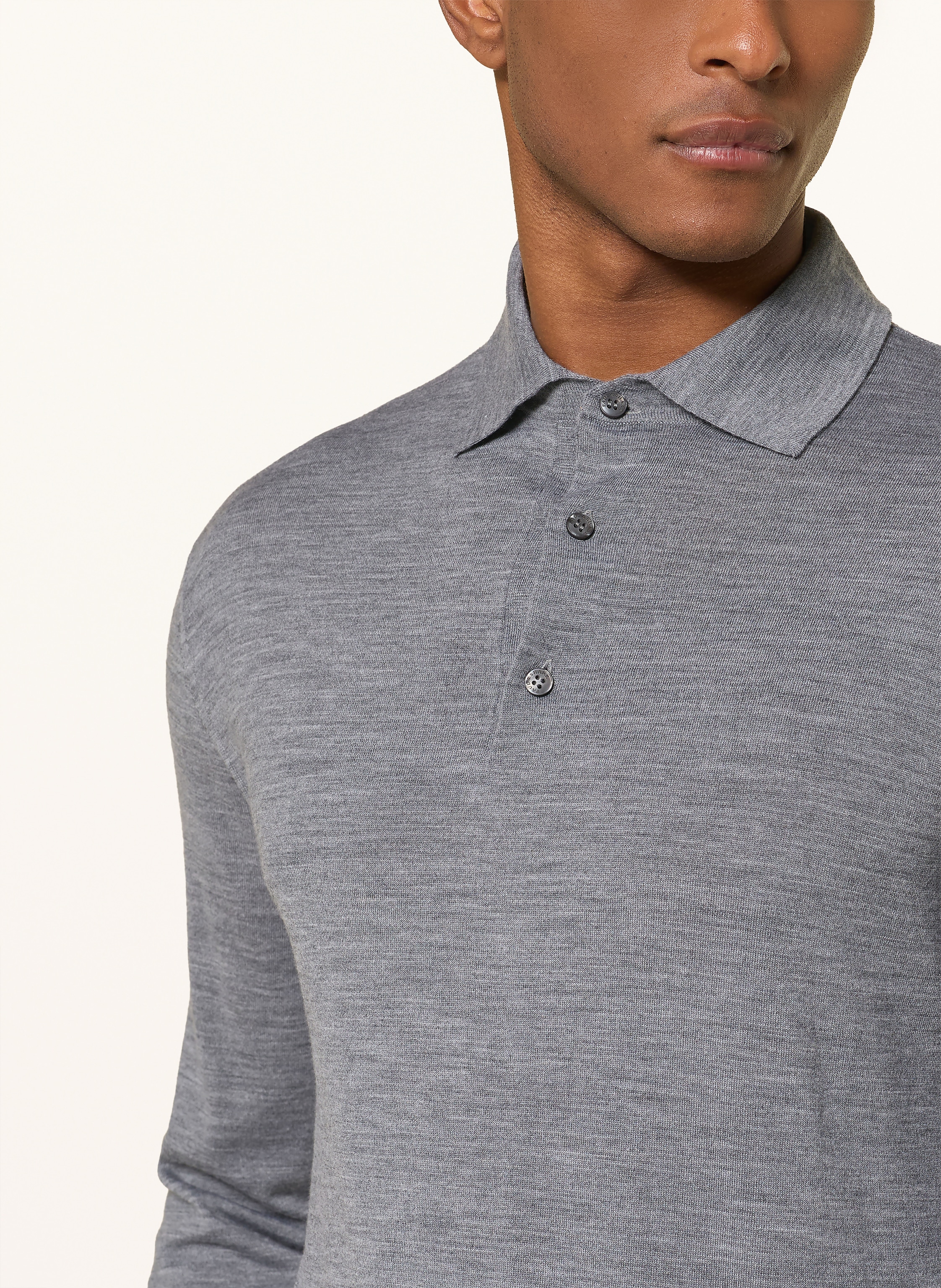 Thumbnail - Paul & Shark Strick-Poloshirt Regular Fit Aus Merinowolle grau