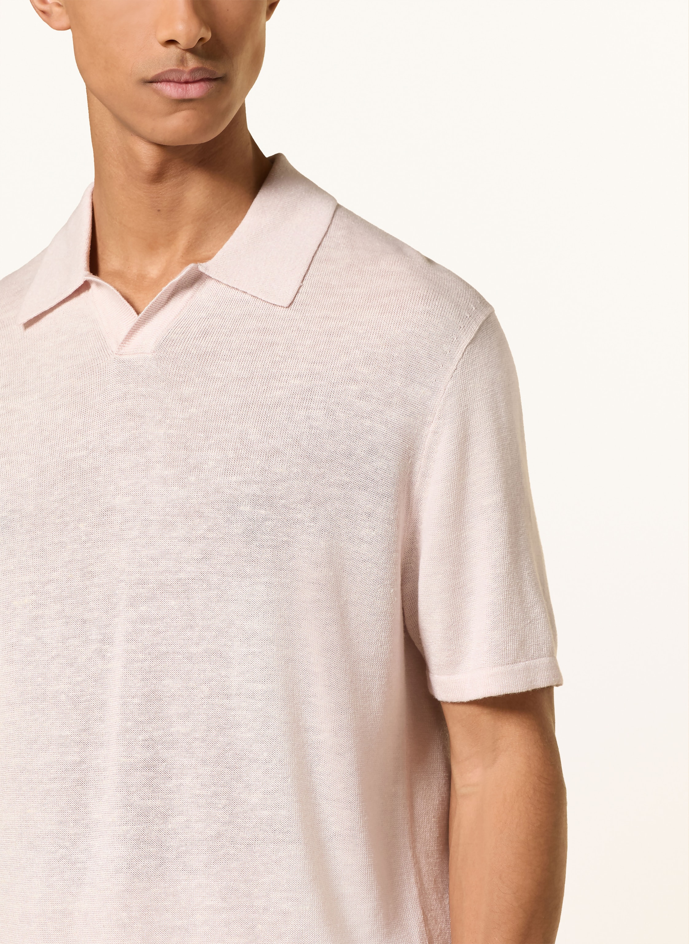 Thumbnail - Calvin Klein Strick-Poloshirt Mit Leinen rosa