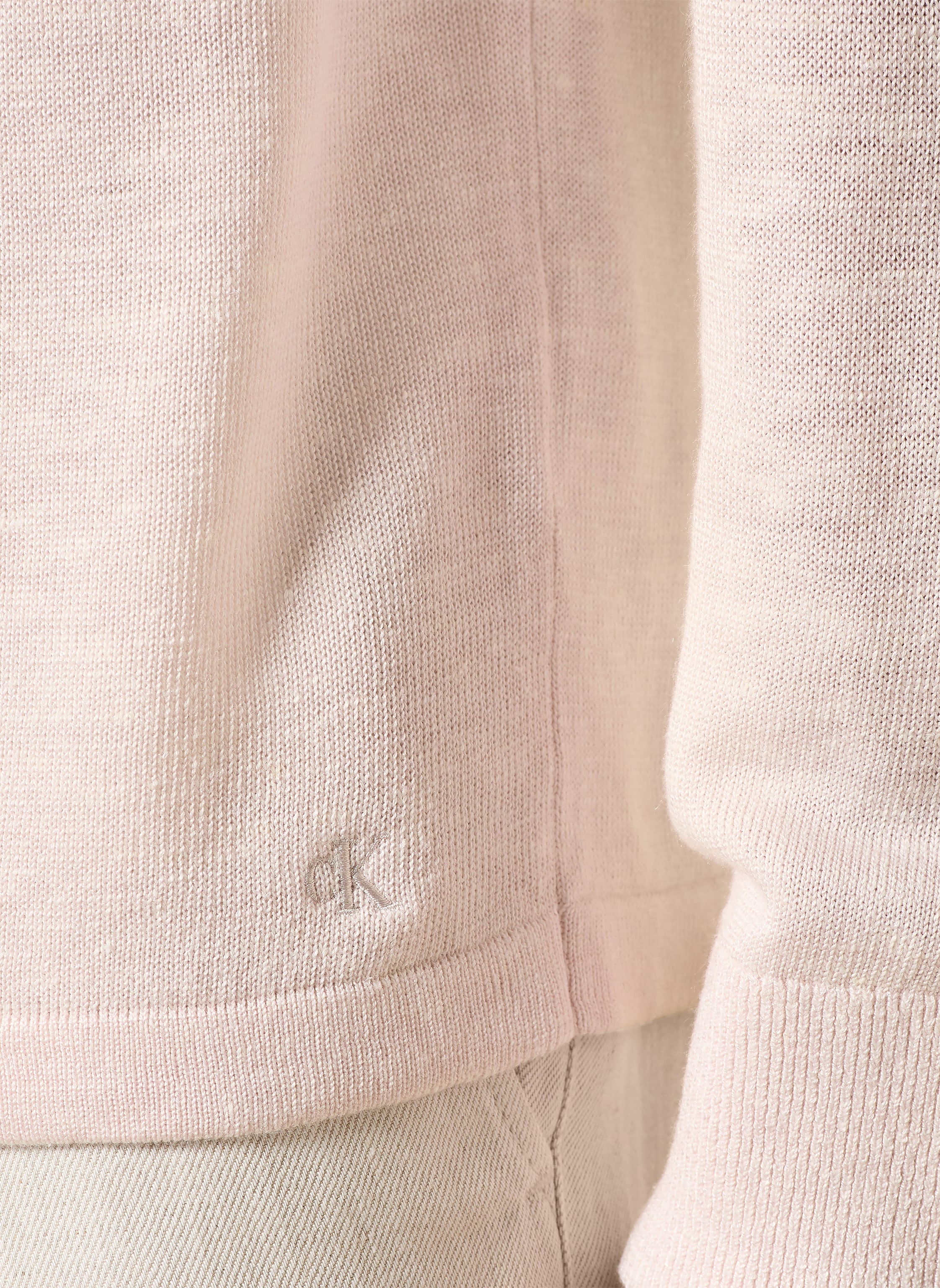 Thumbnail - Calvin Klein Strick-Poloshirt Mit Leinen rosa