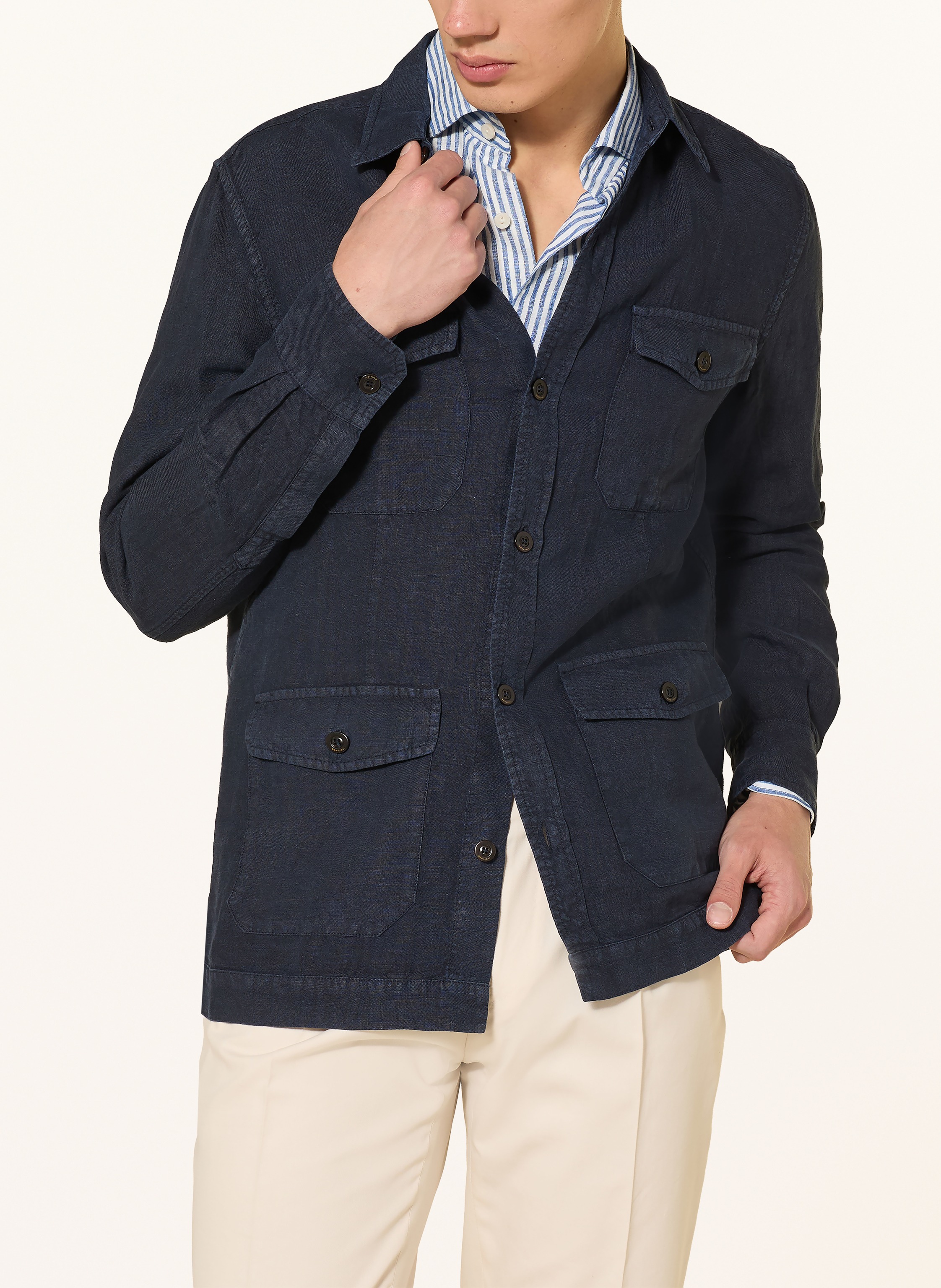 Thumbnail - Boglioli Leinen-Overjacket blau