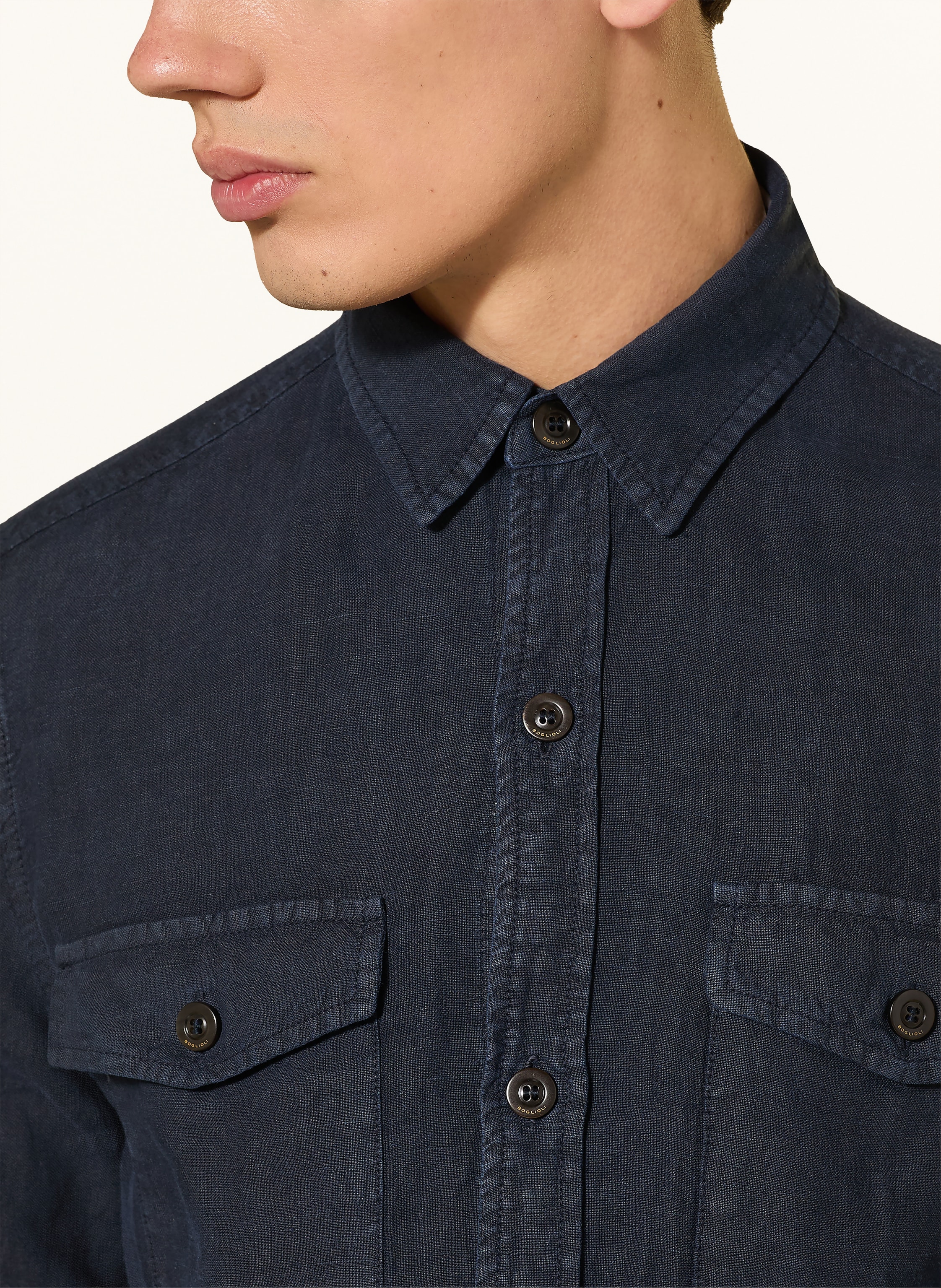 Thumbnail - Boglioli Leinen-Overjacket blau