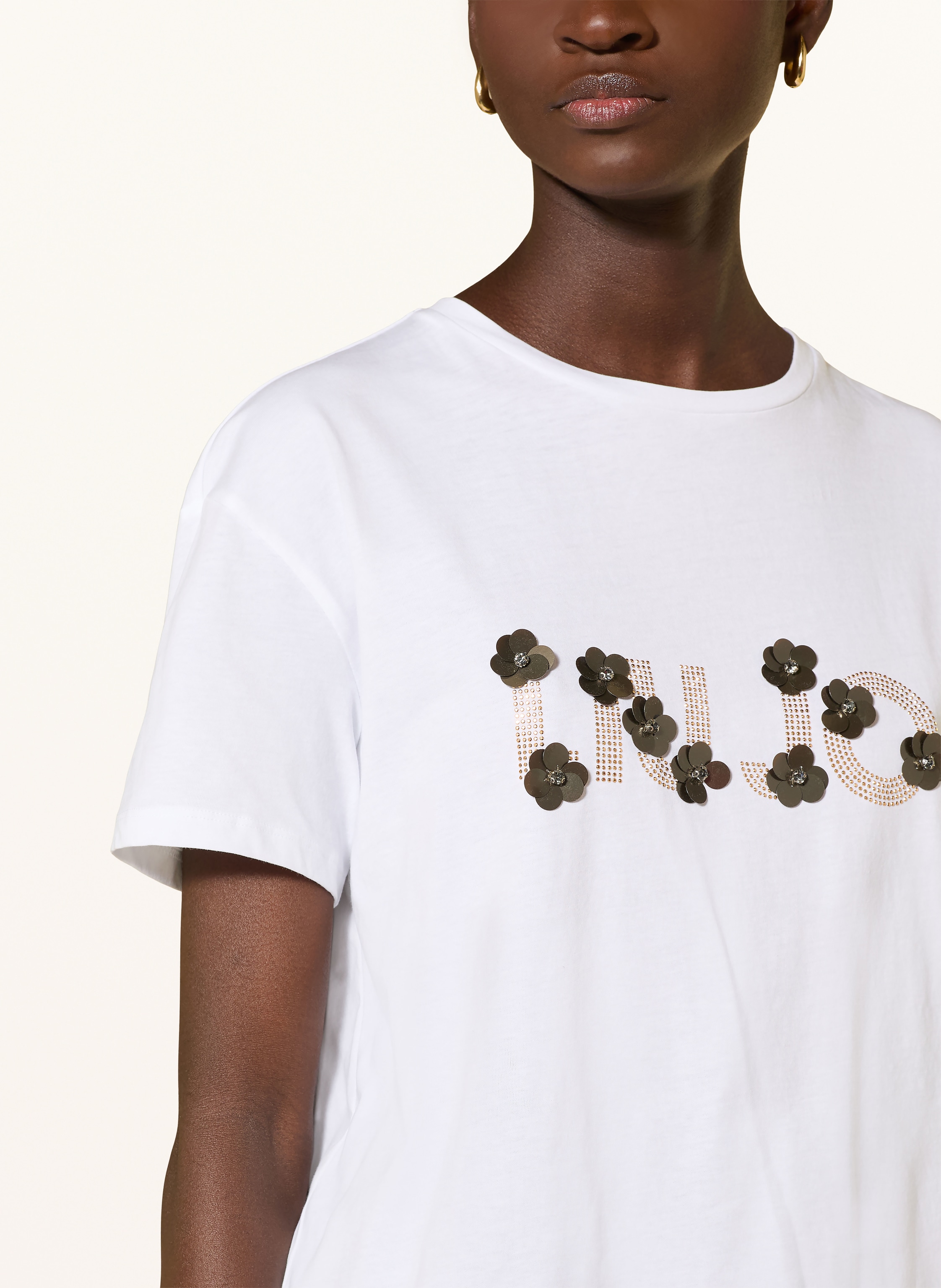 Thumbnail - Liu Jo T-Shirt Mit Pailletten Und Schmucksteinen weiss