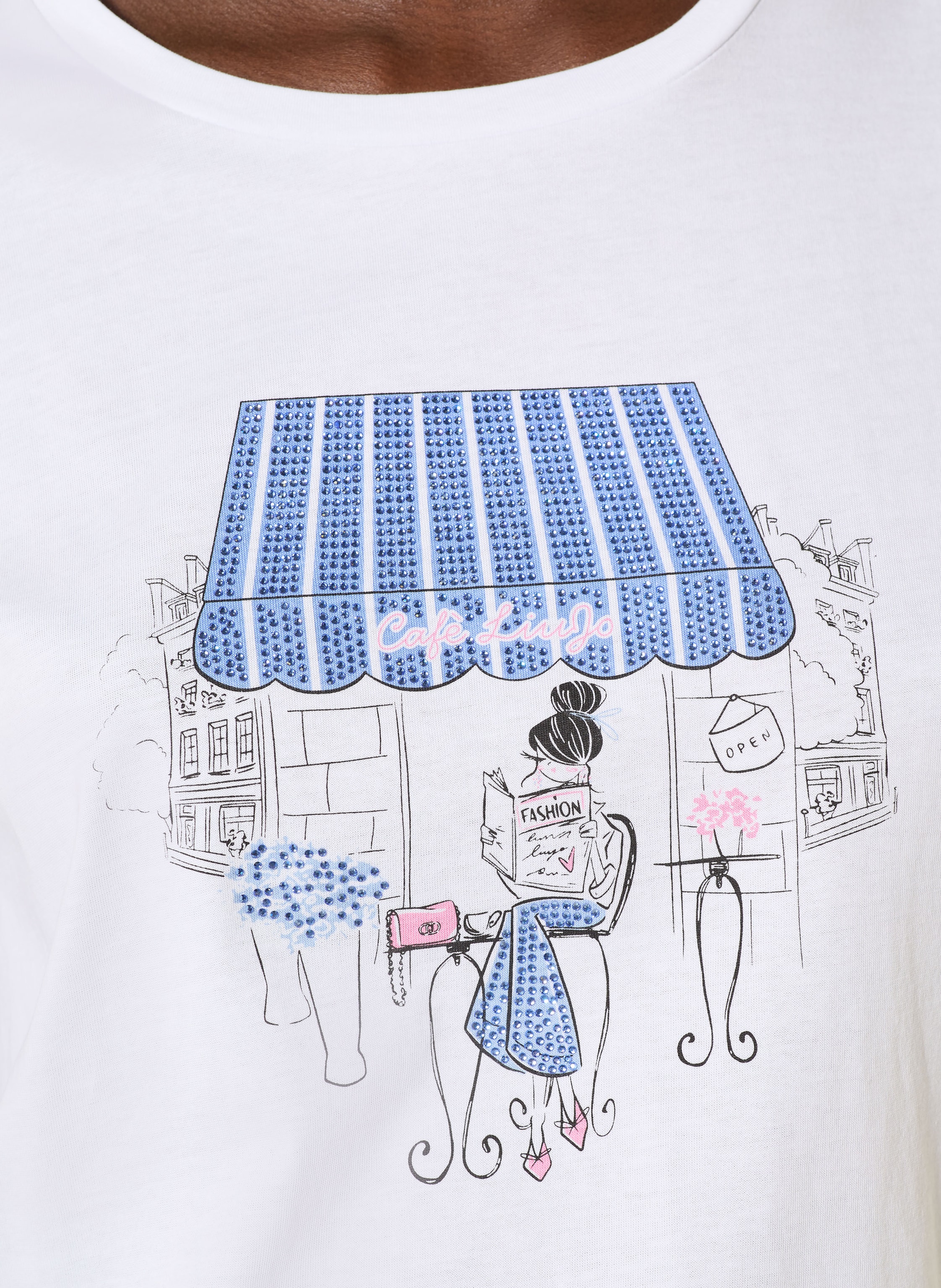 Thumbnail - Liu Jo T-Shirt Mit Schmucksteinen weiss