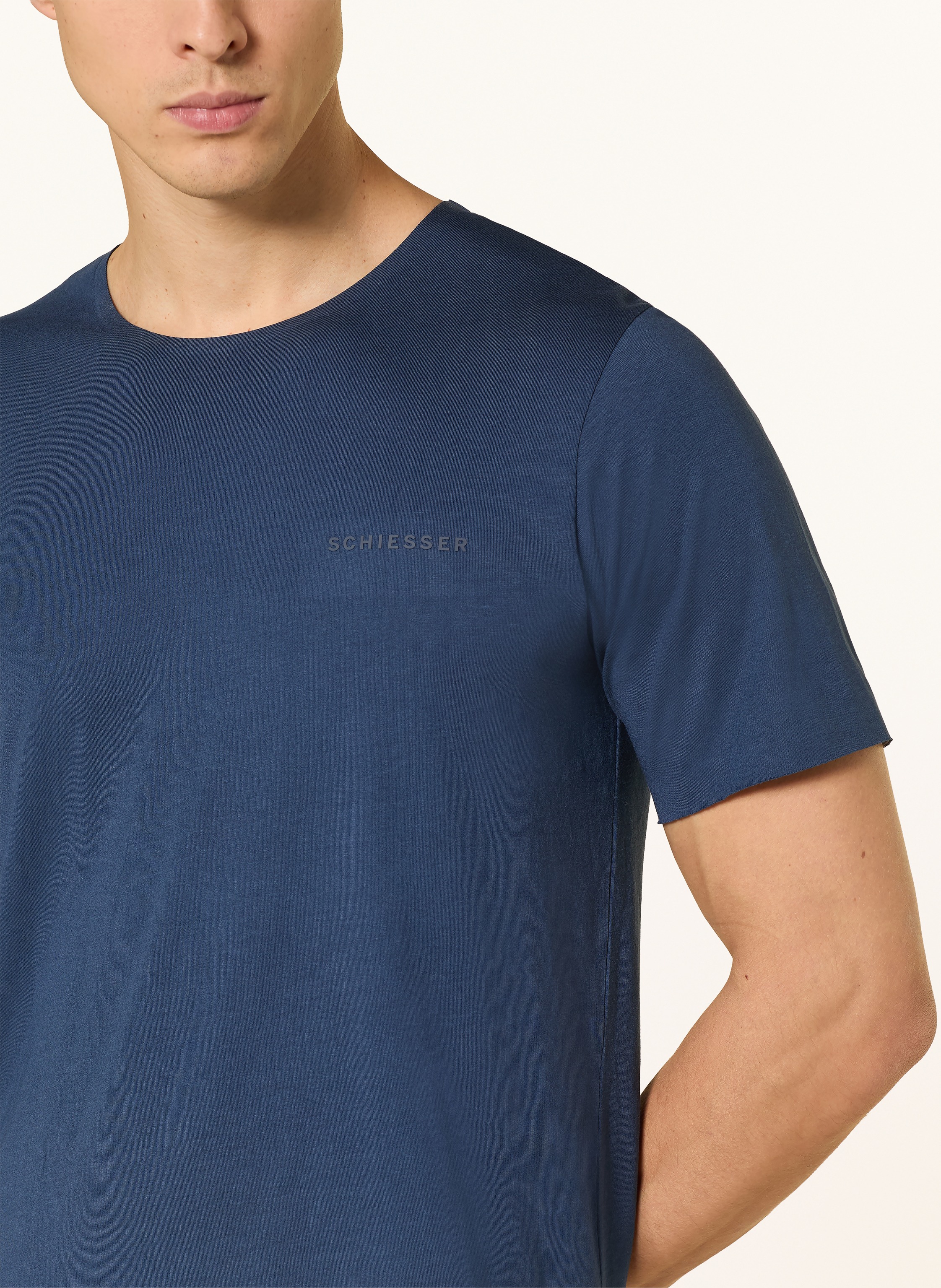 Thumbnail - Schiesser Shorty-Schlafanzug Modern Bonded blau