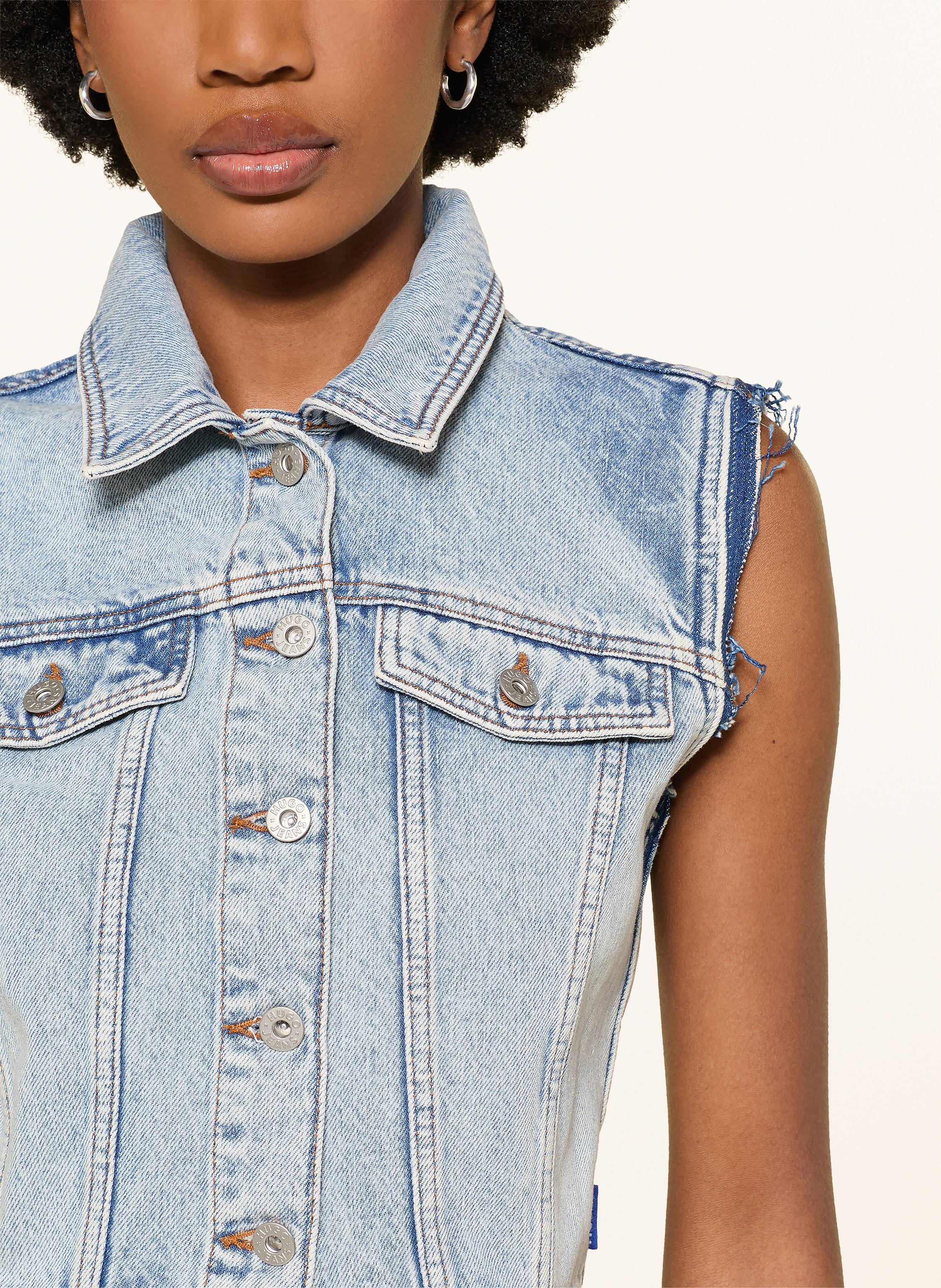 Thumbnail - Hugo Cropped-Jeansweste Garis blau