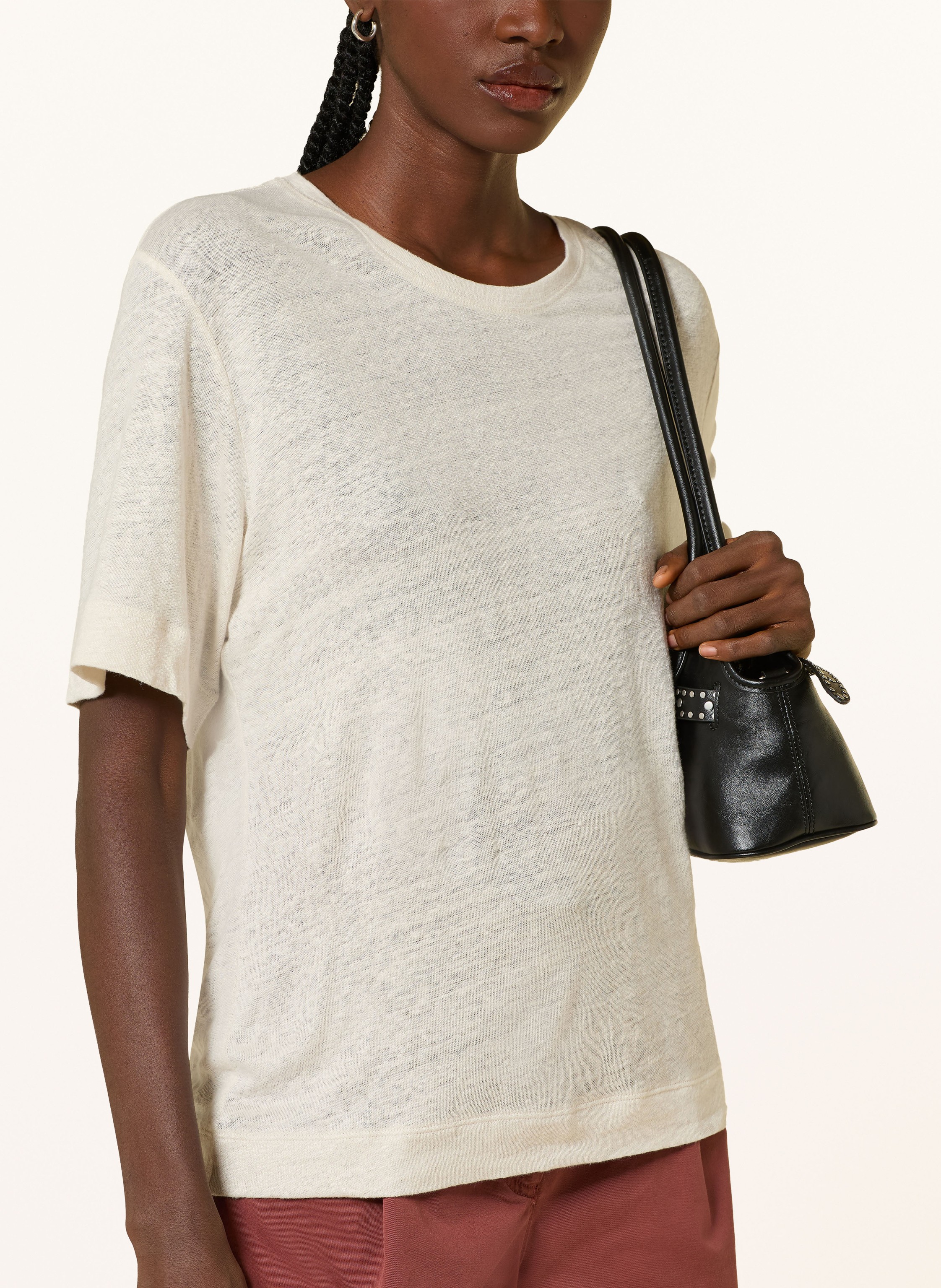 Thumbnail - Boss T-Shirt Emma Aus Leinen weiss